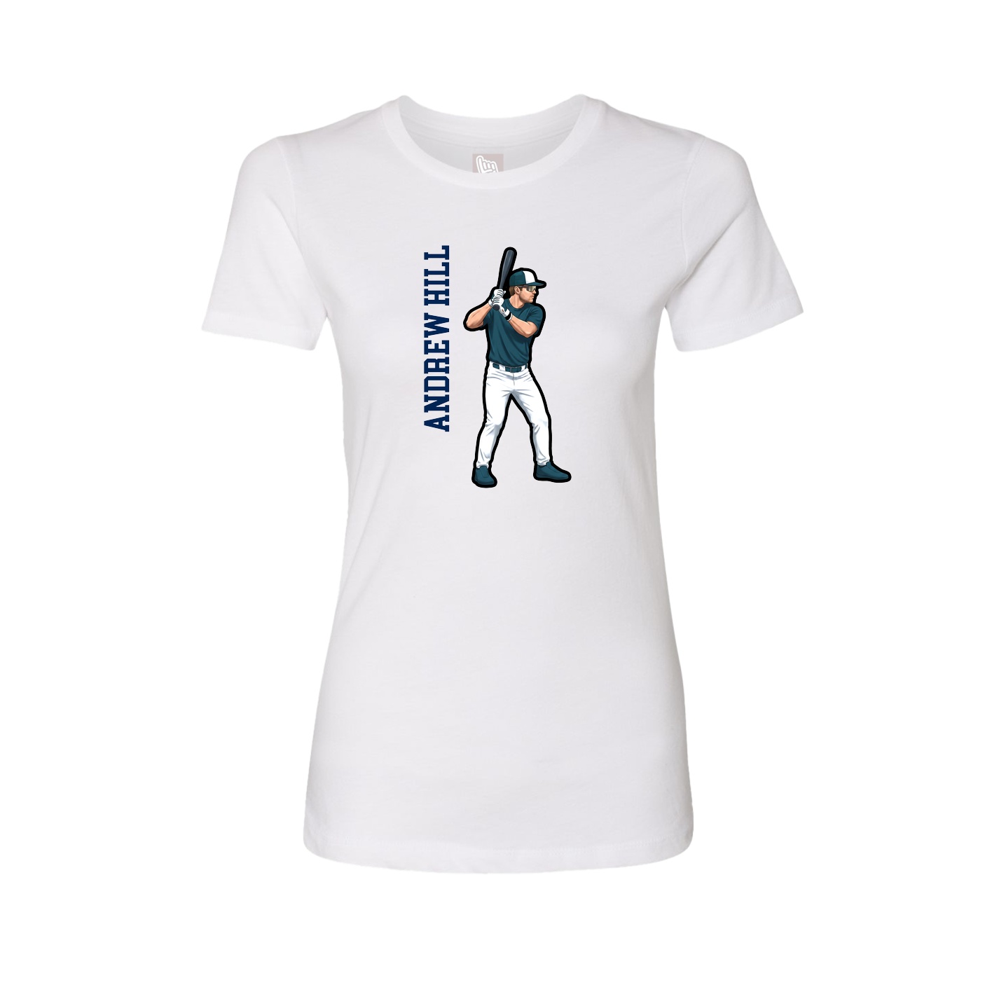 Fitted Women's Tee — Name Vertical in White