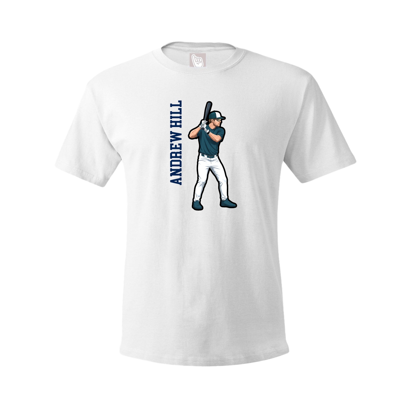 Youth Tee — Name Vertical in White
