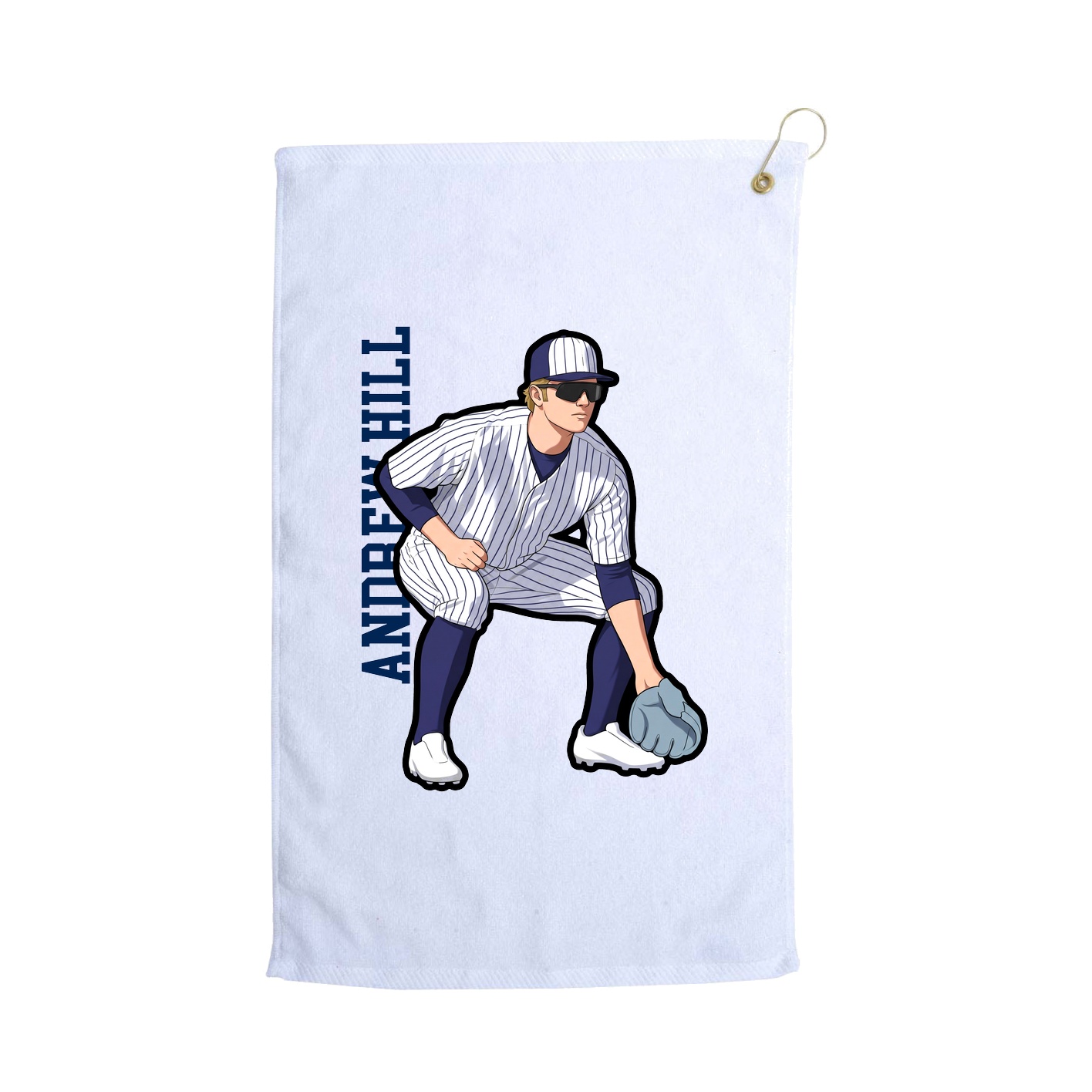 Golf Towel — Name Vertical in White