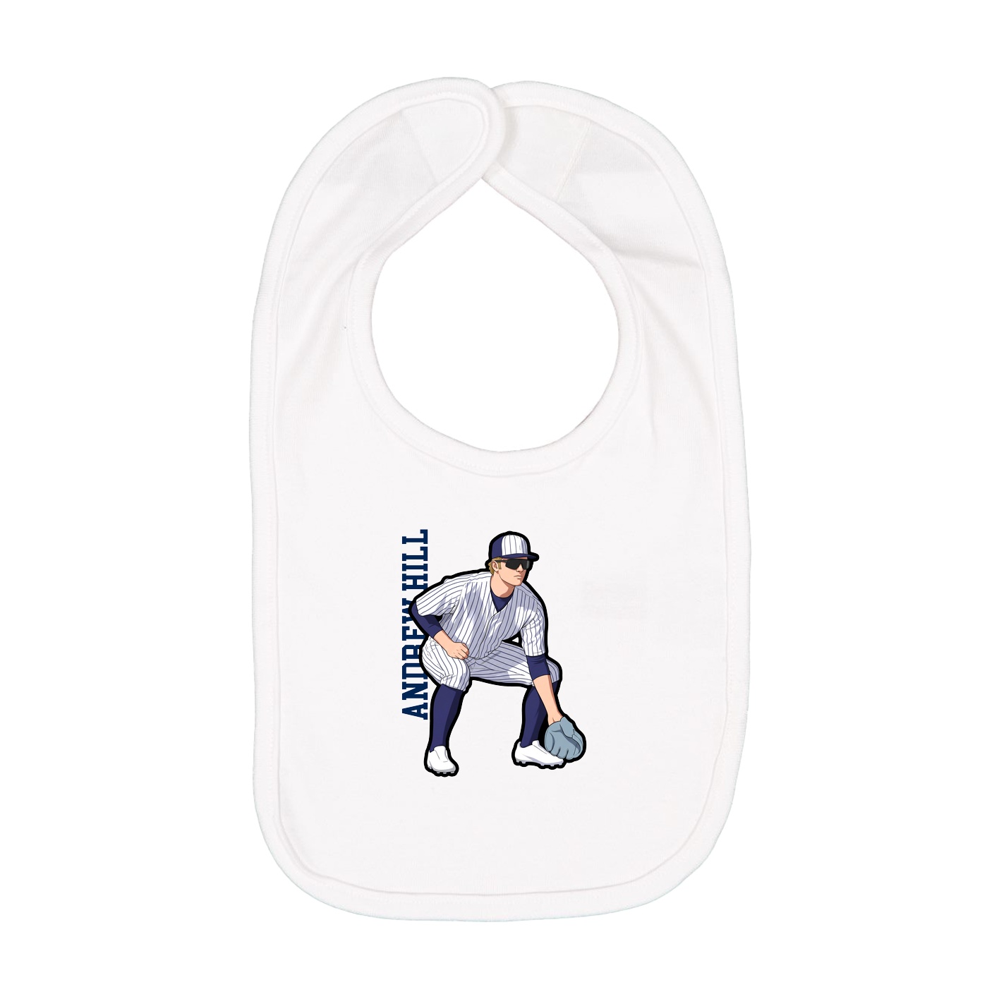 Infant Bib — Name Vertical in White
