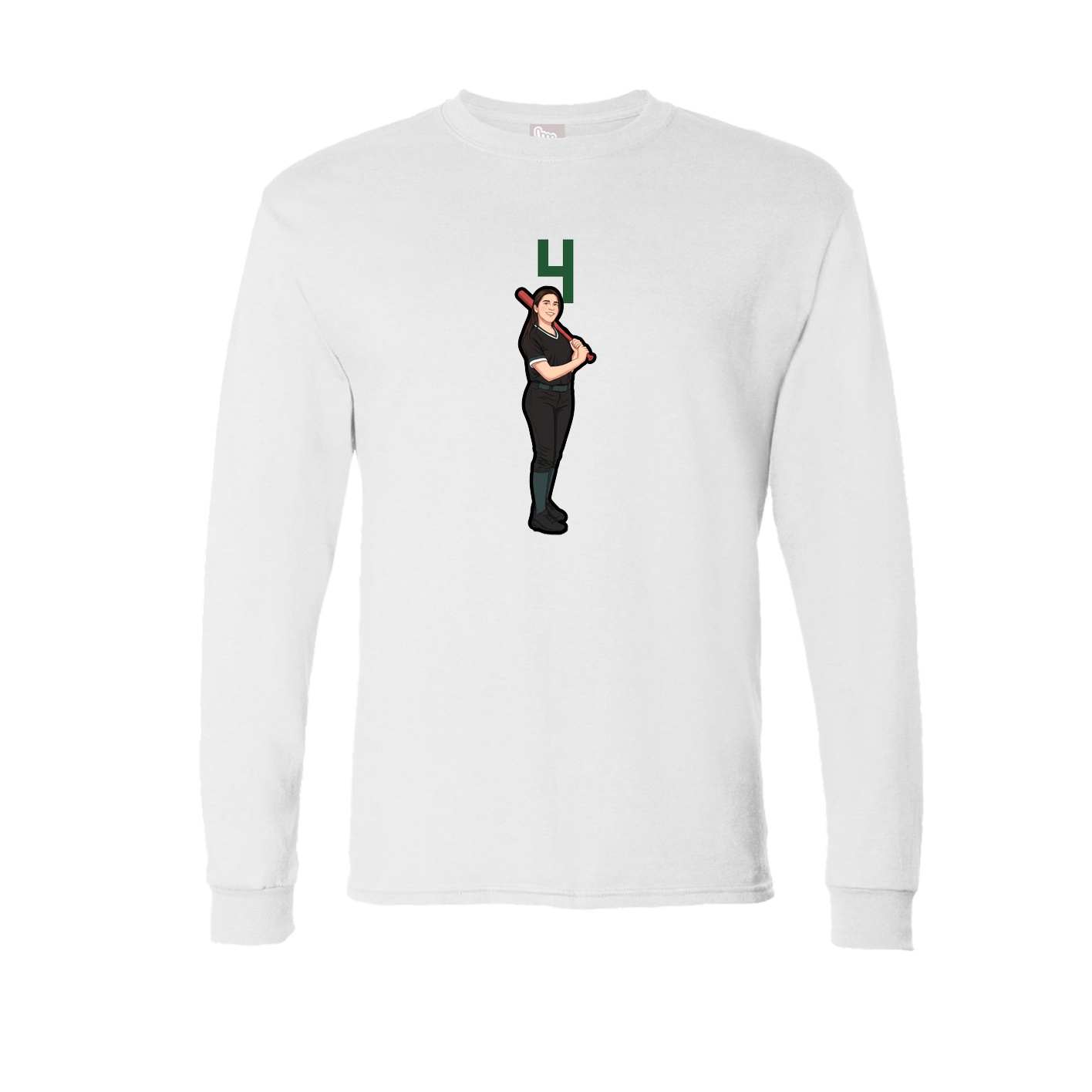 Long Sleeve Tee — Number Top in White