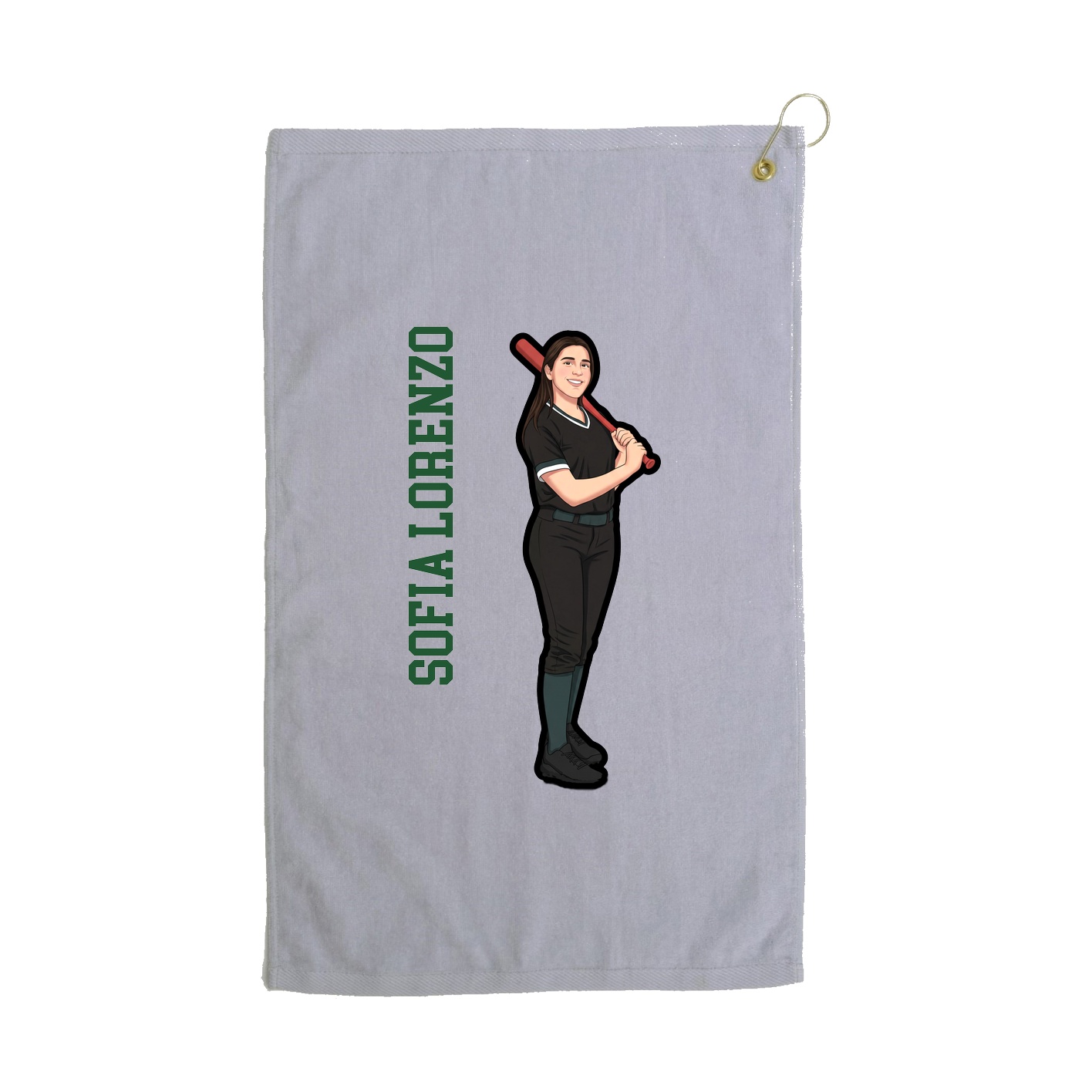 Golf Towel — Name Vertical in Grey