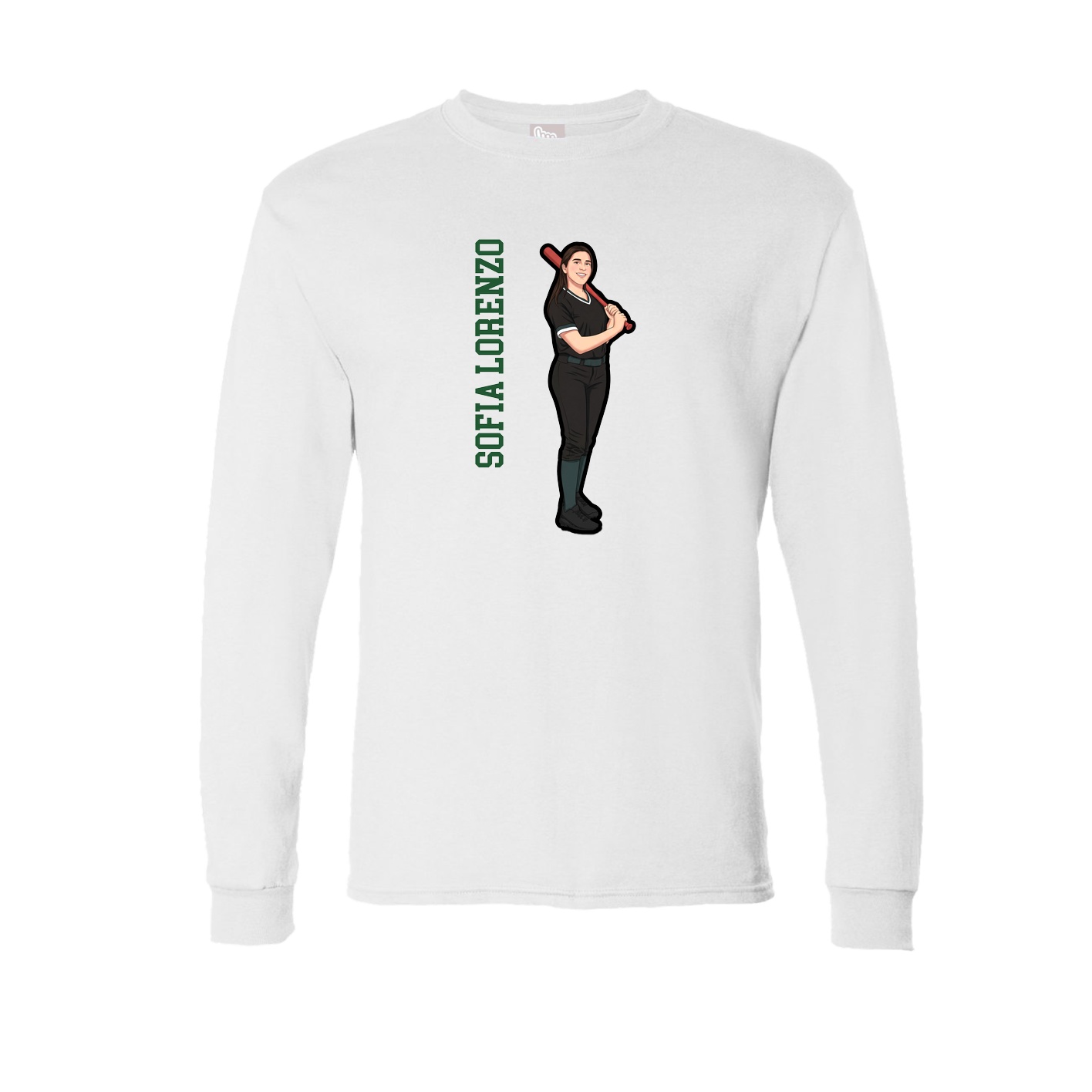 Long Sleeve Tee — Name Vertical in White