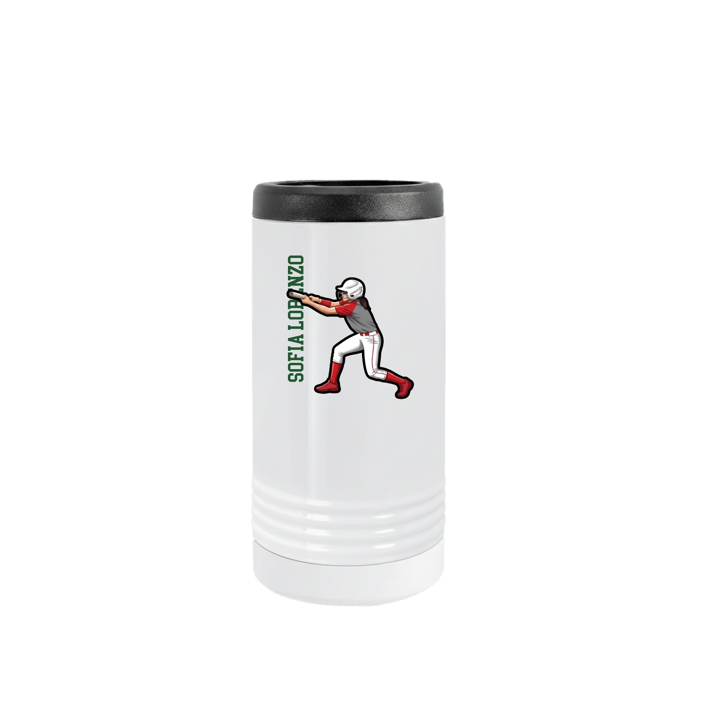 Slim Beverage Holder — Name Vertical in White