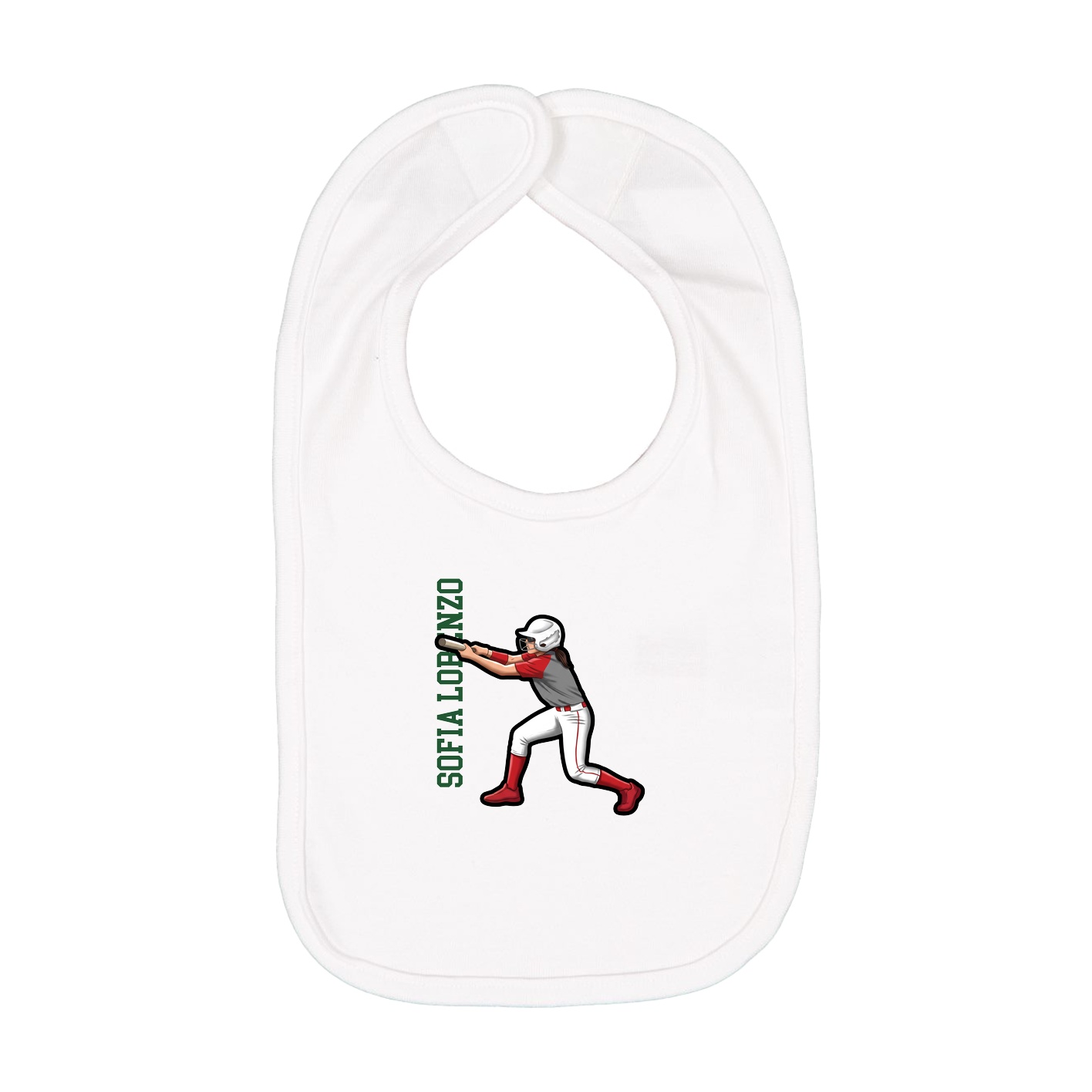 Infant Bib — Name Vertical in White