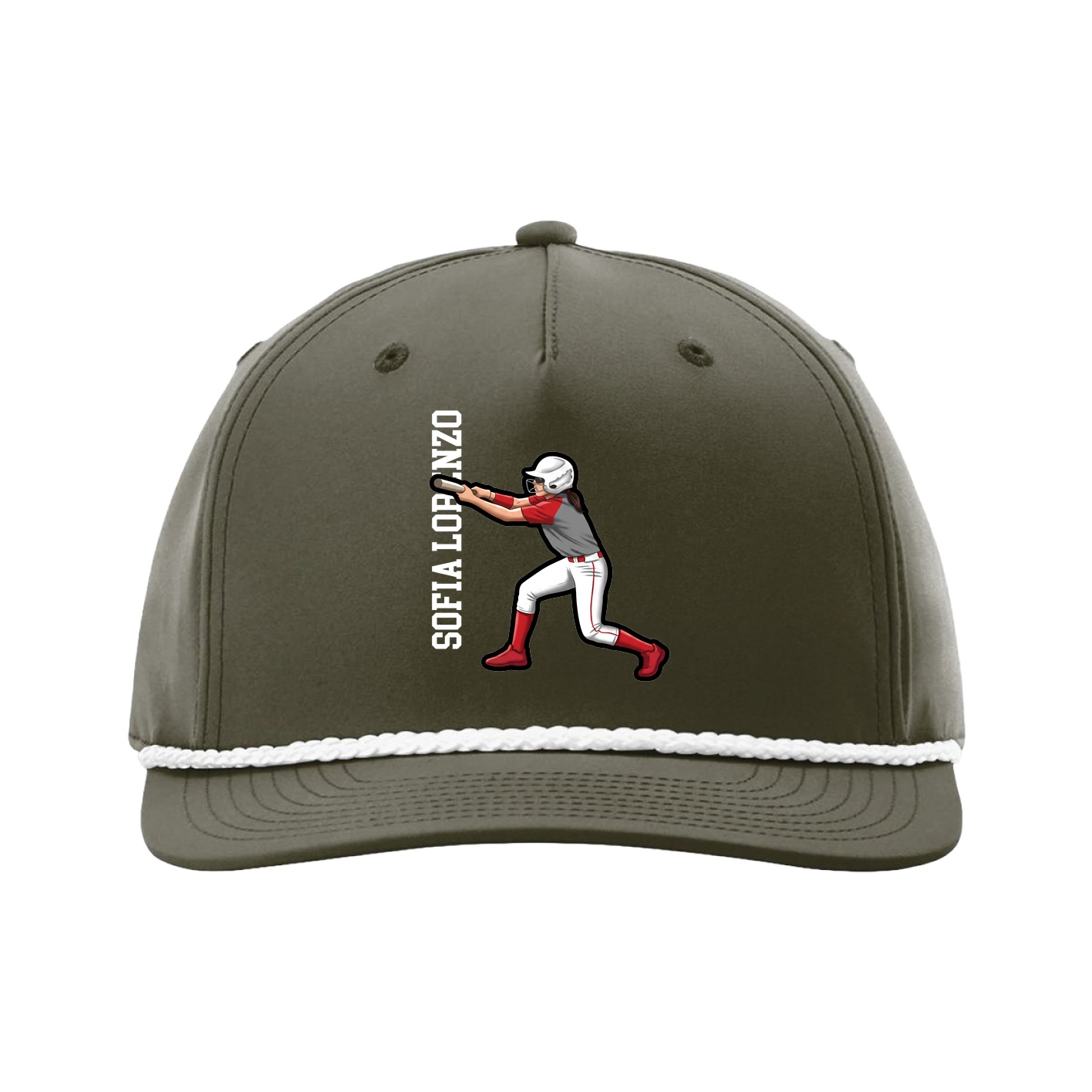 Five-Panel Classic Rope Cap — Name Vertical in Green
