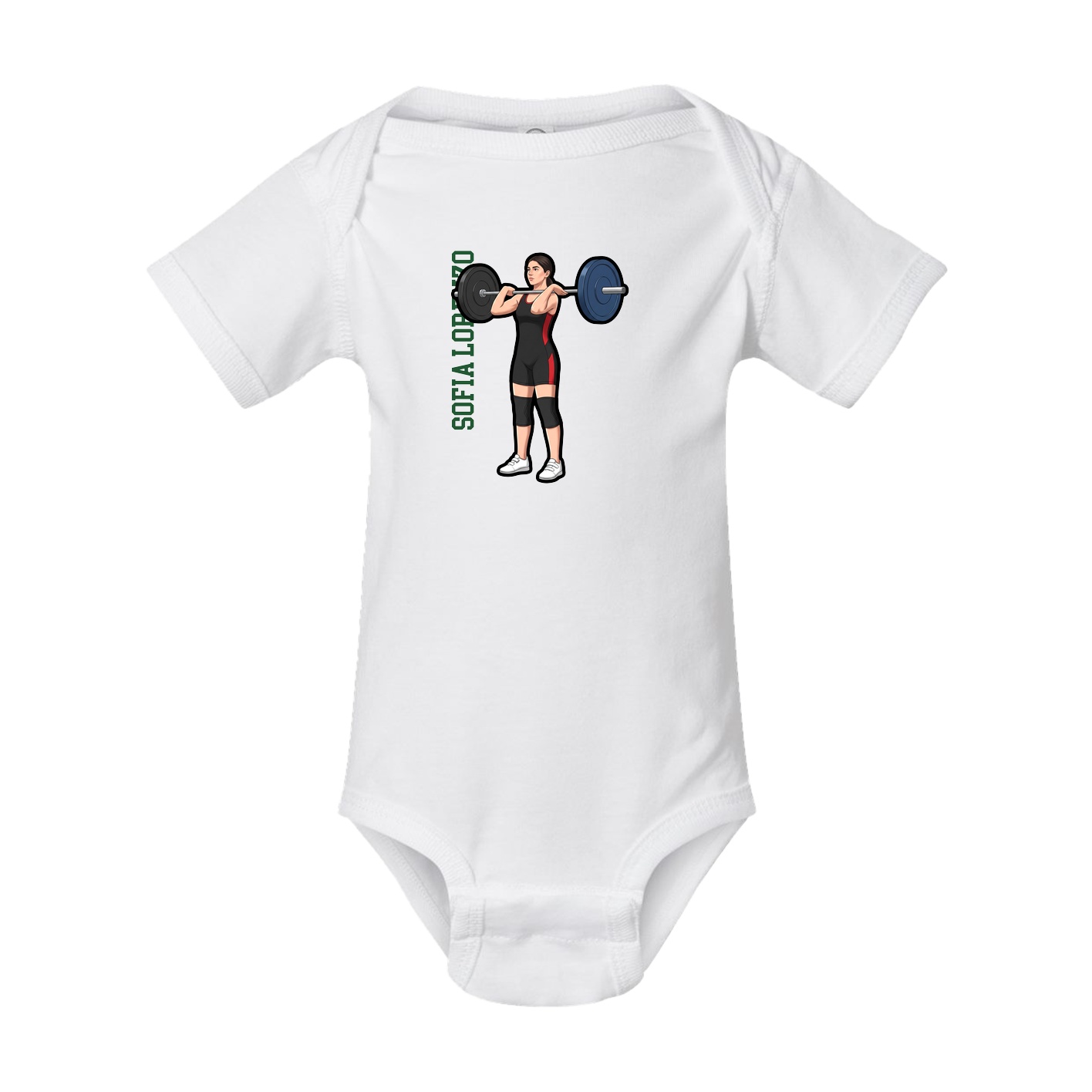 Baby Onesie — Name Vertical in White