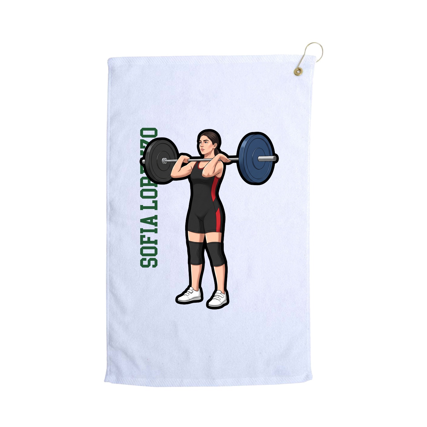 Golf Towel — Name Vertical in White
