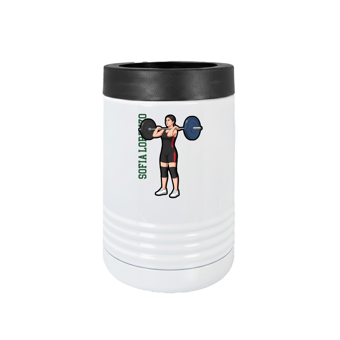 Beverage Holder — Name Vertical in White