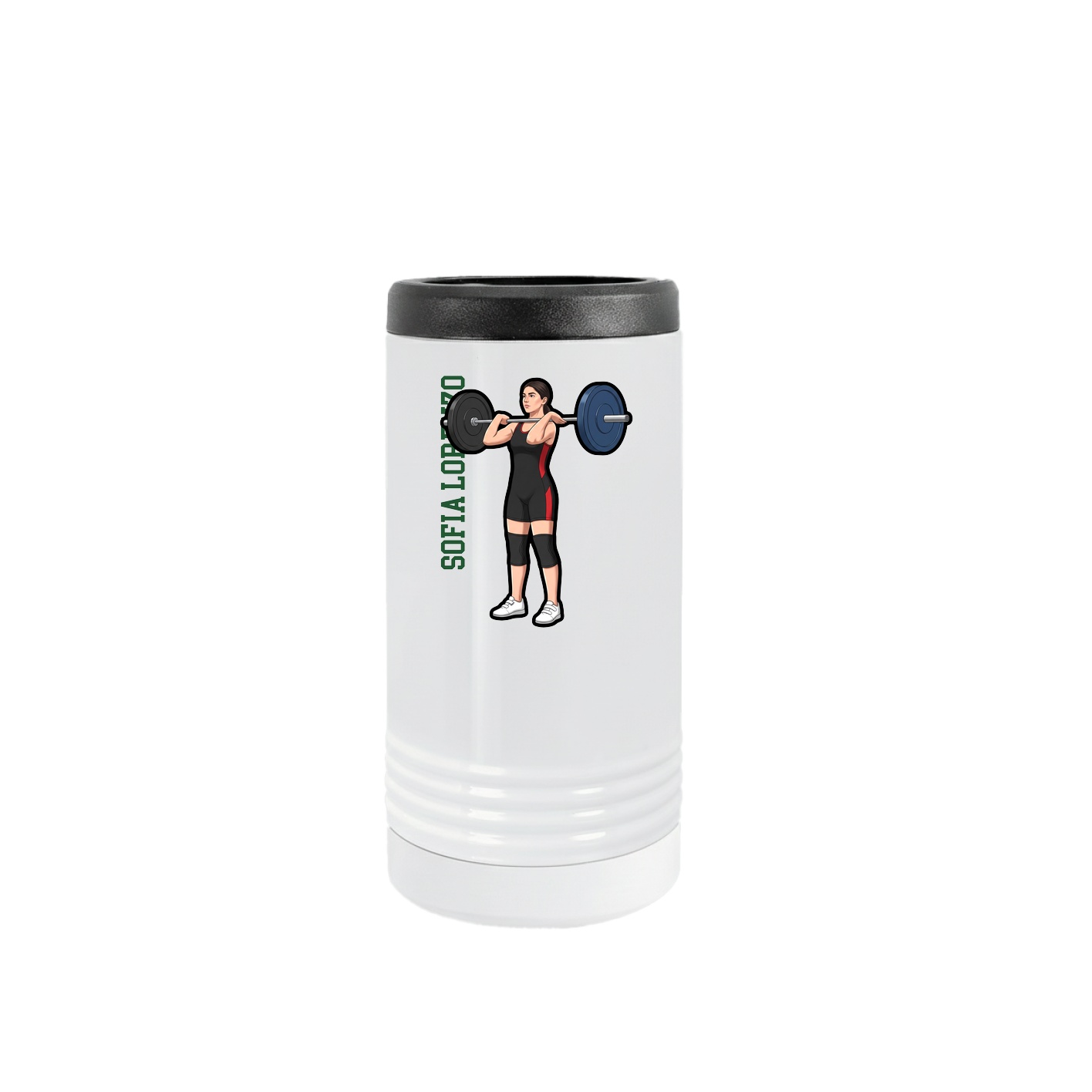 Slim Beverage Holder — Name Vertical in White