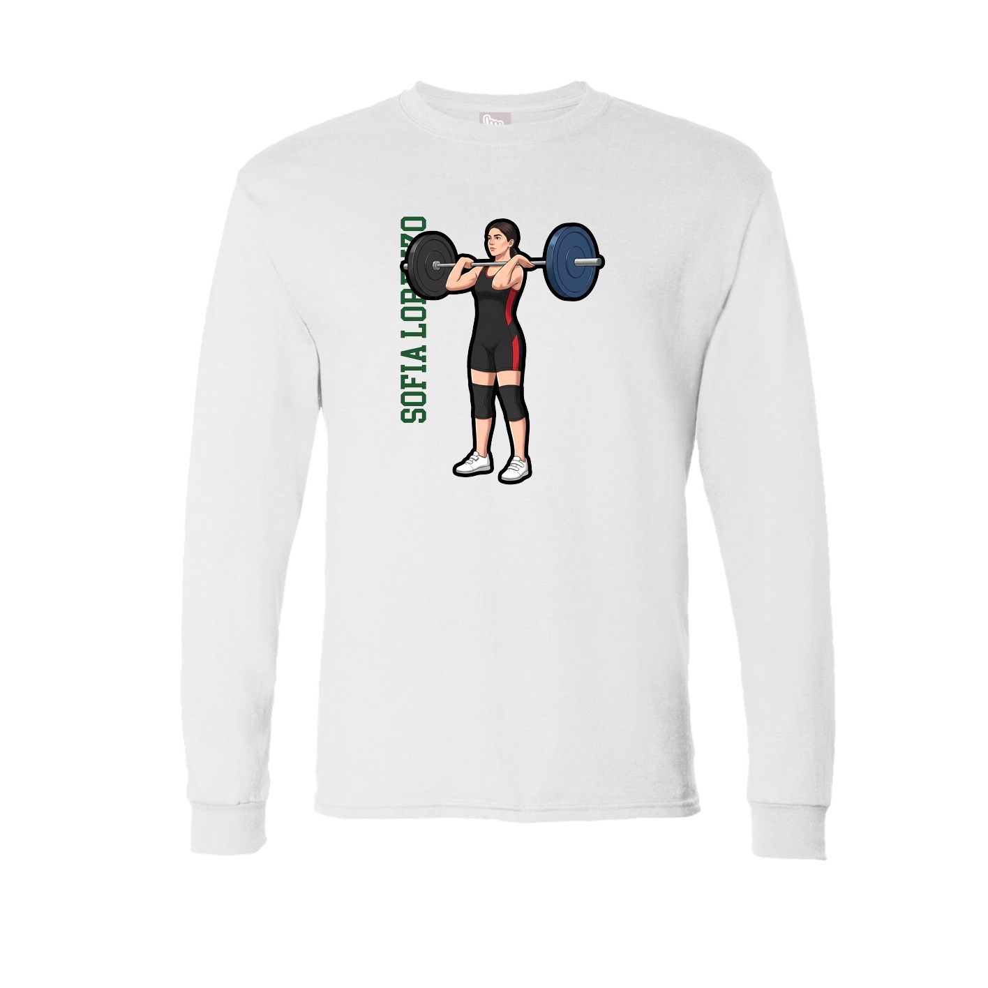 Long Sleeve Tee — Name Vertical in White