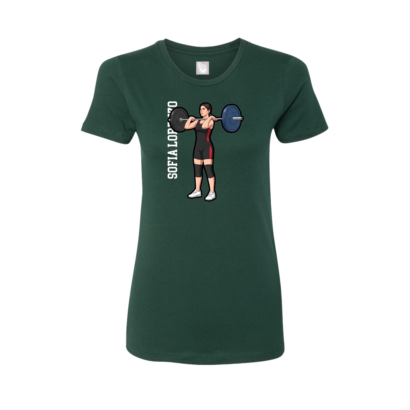 Fitted Women's Tee — Name Vertical in Green