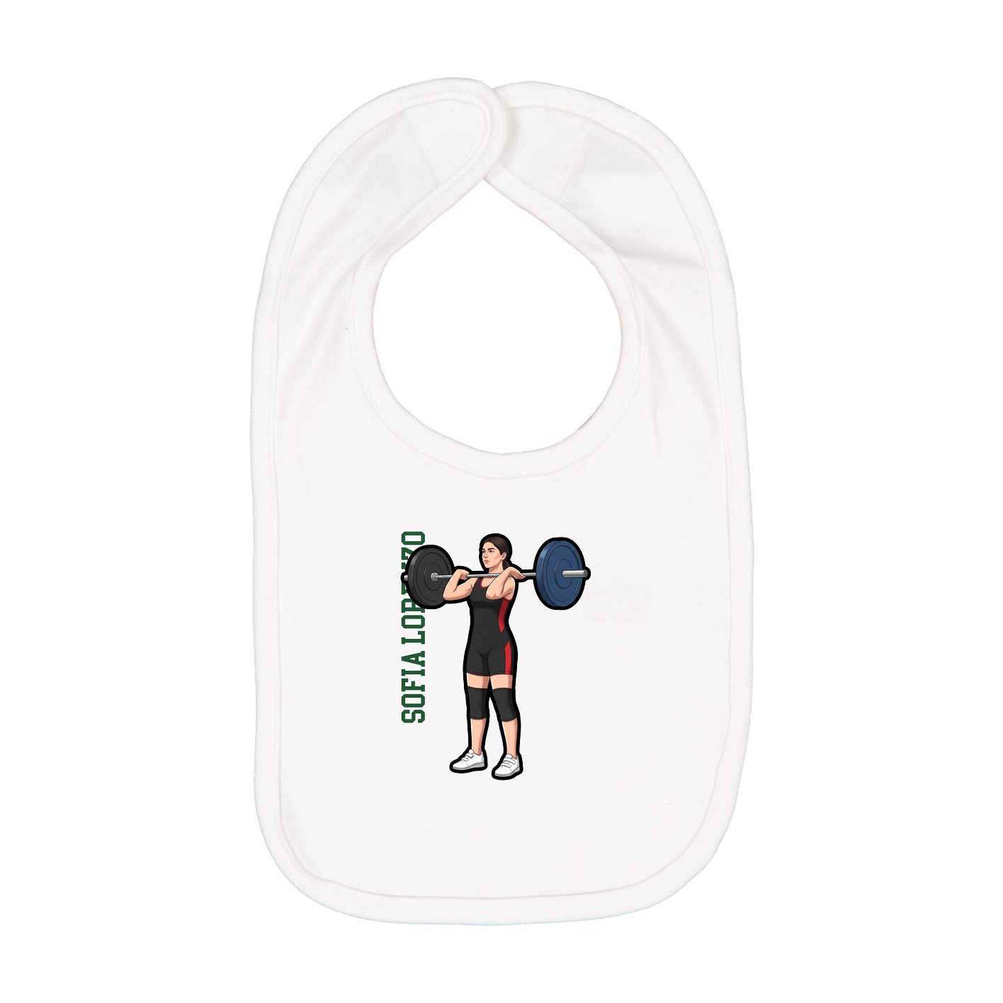 Infant Bib — Name Vertical in White