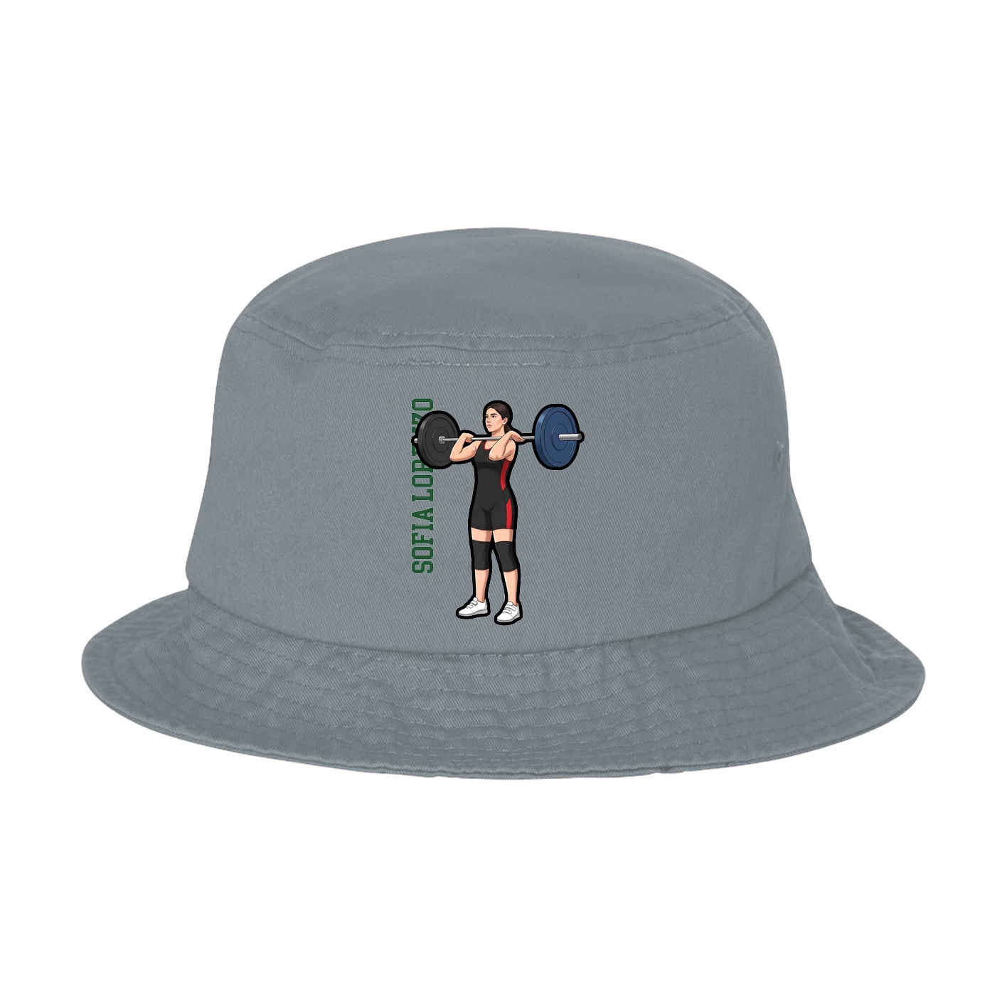Bucket Cap — Name Vertical in Grey