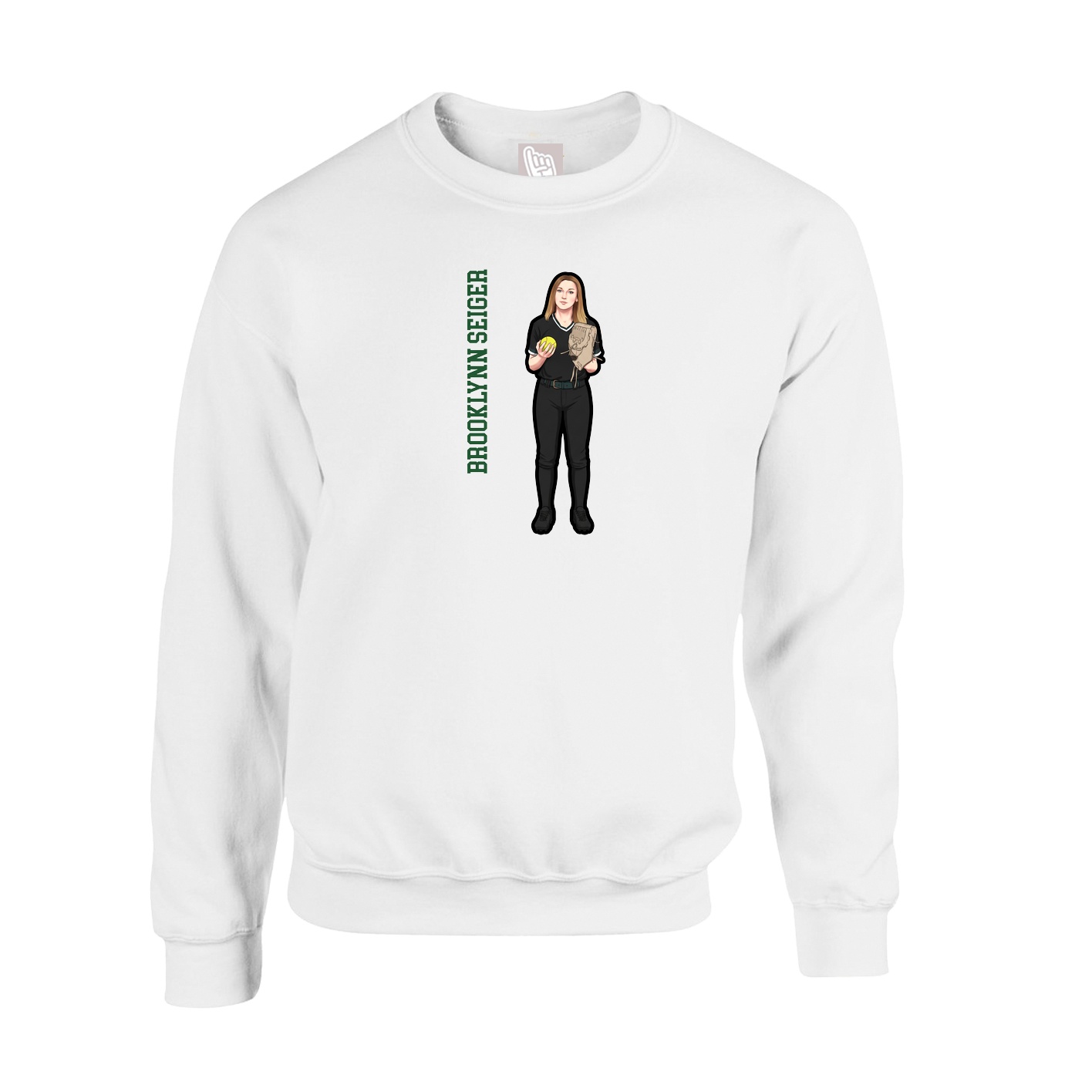Fleece Crew — Name Vertical in White