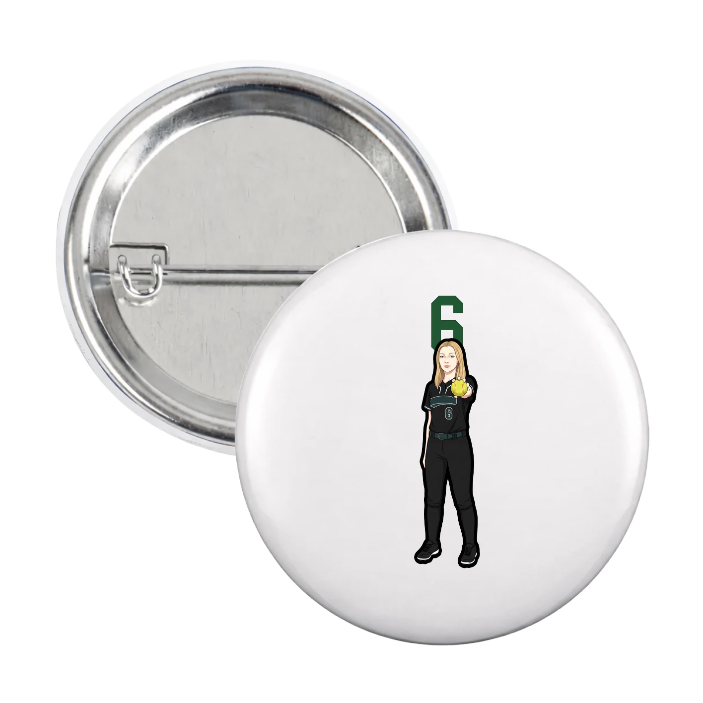 Game Day Button — Number Top in White