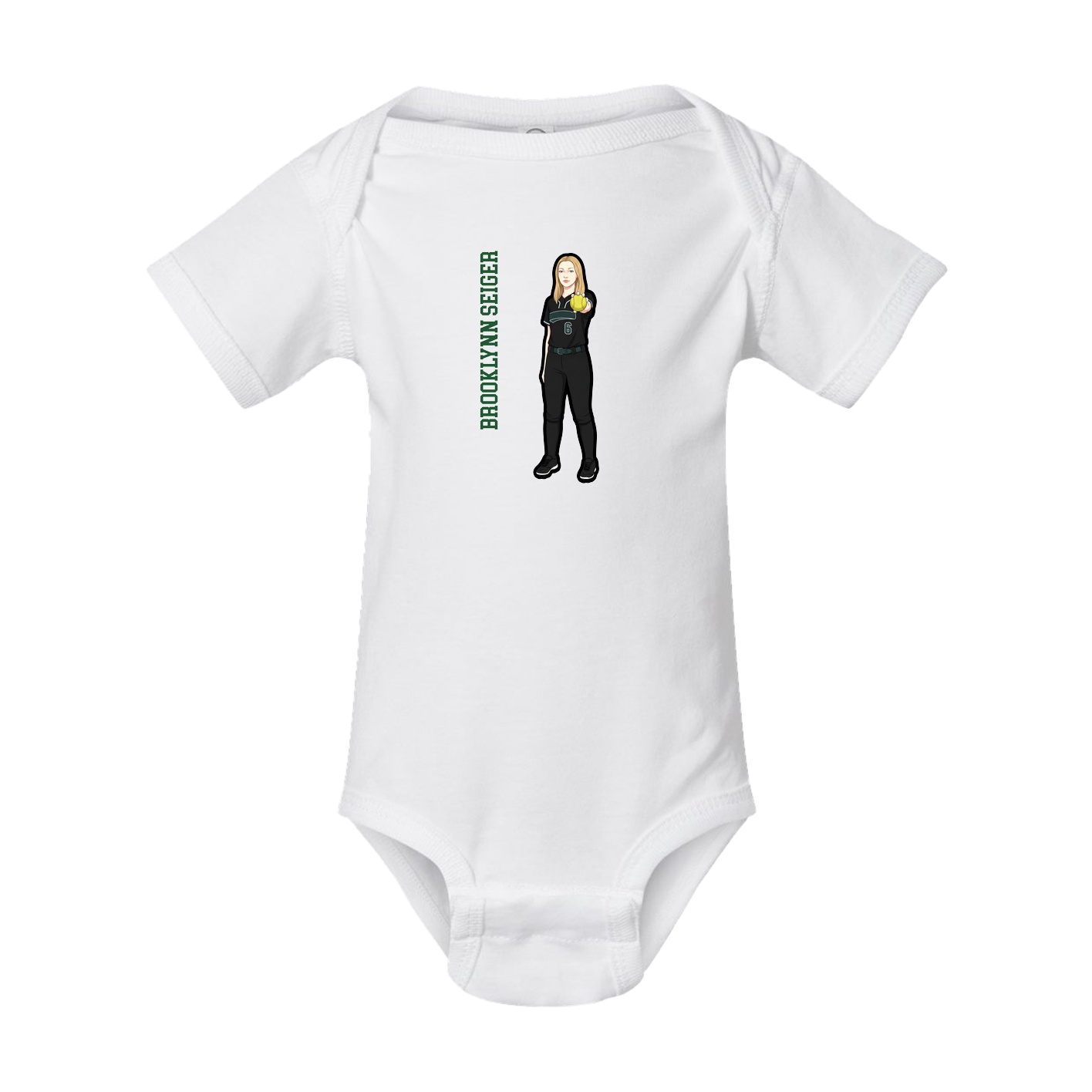 Baby Onesie — Name Vertical in White