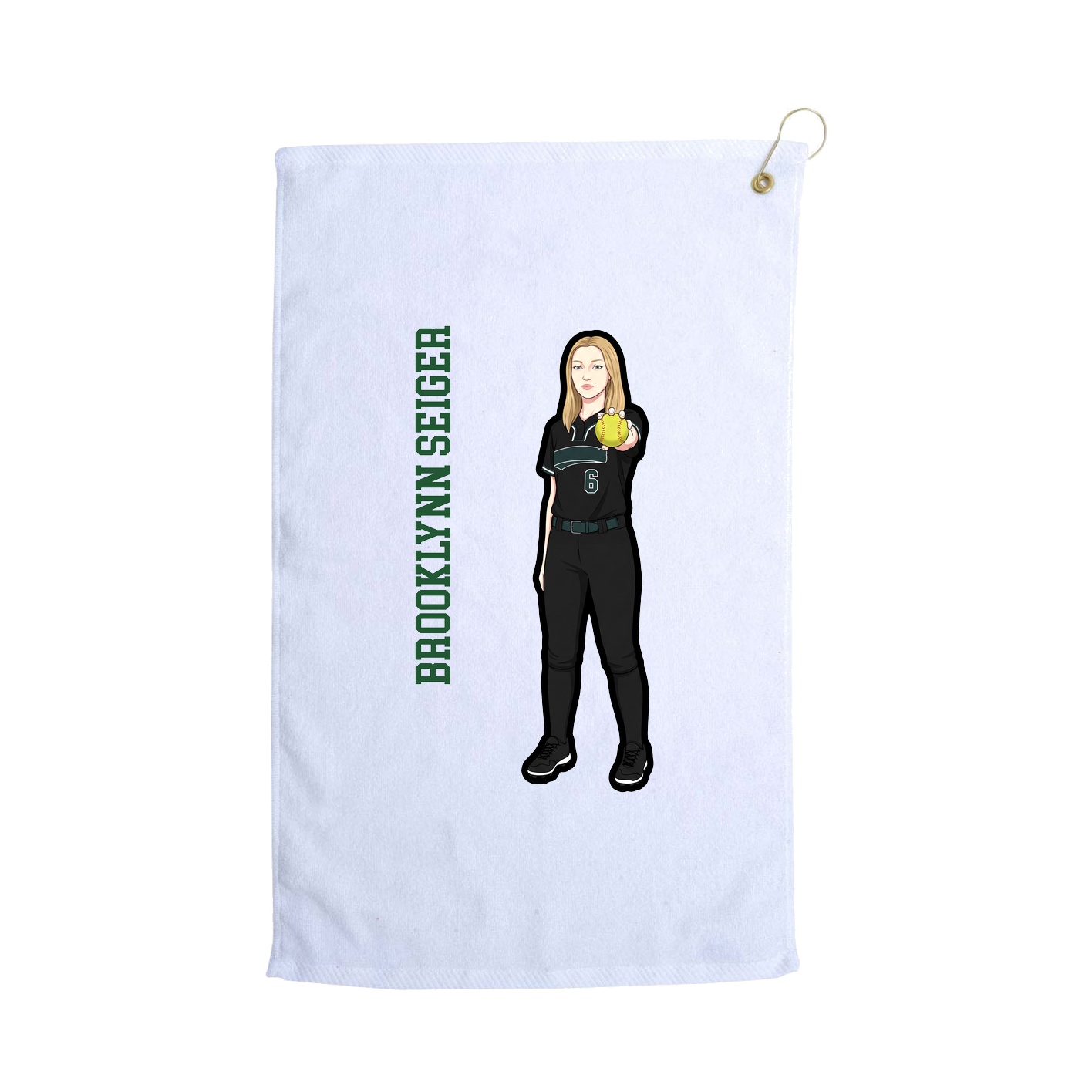 Golf Towel — Name Vertical in White