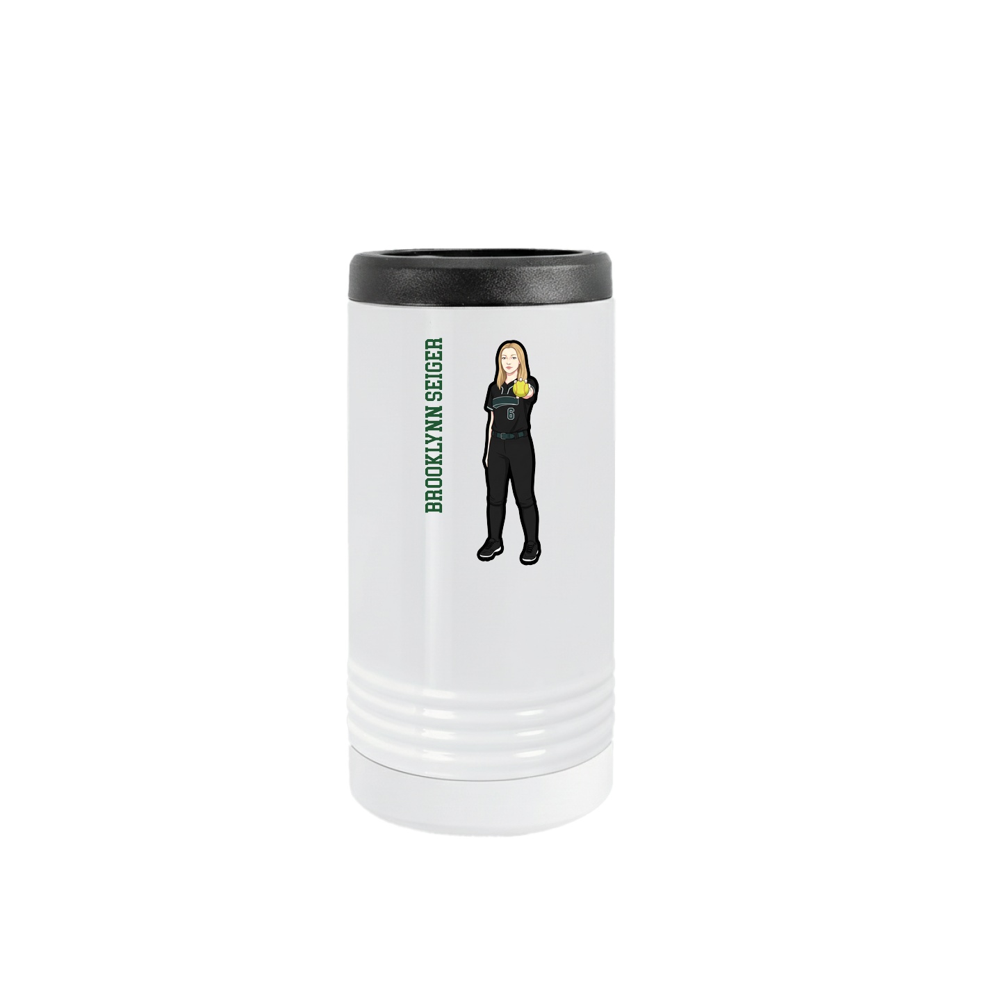 Slim Beverage Holder — Name Vertical in White