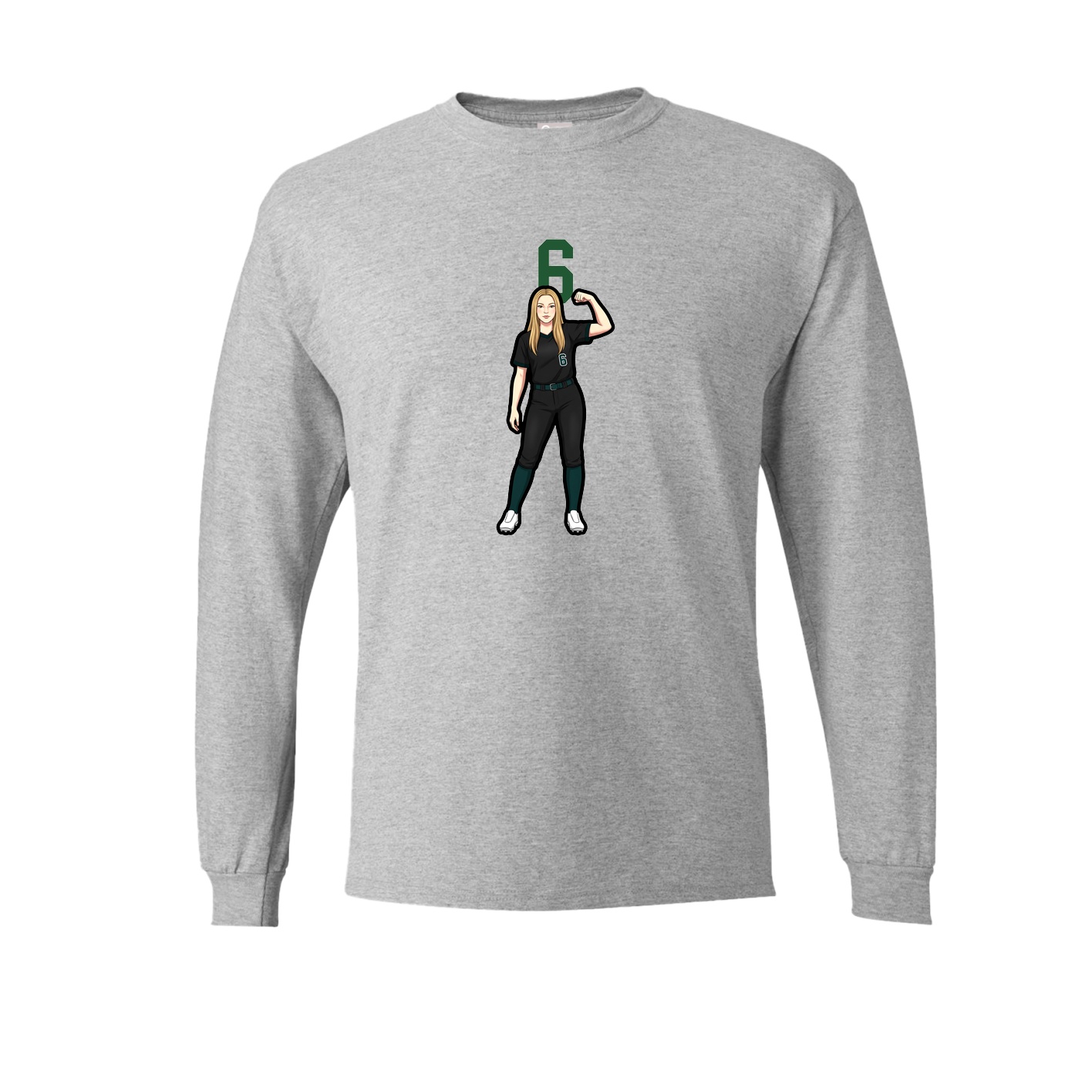Long Sleeve Tee — Number Top in Grey
