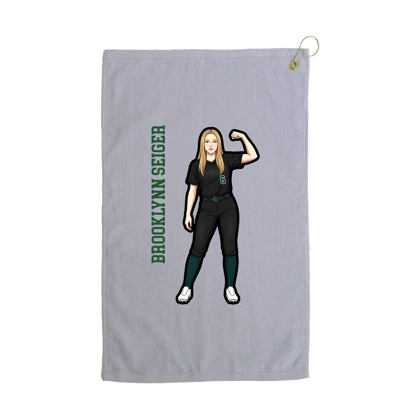 Golf Towel — Name Vertical in Grey