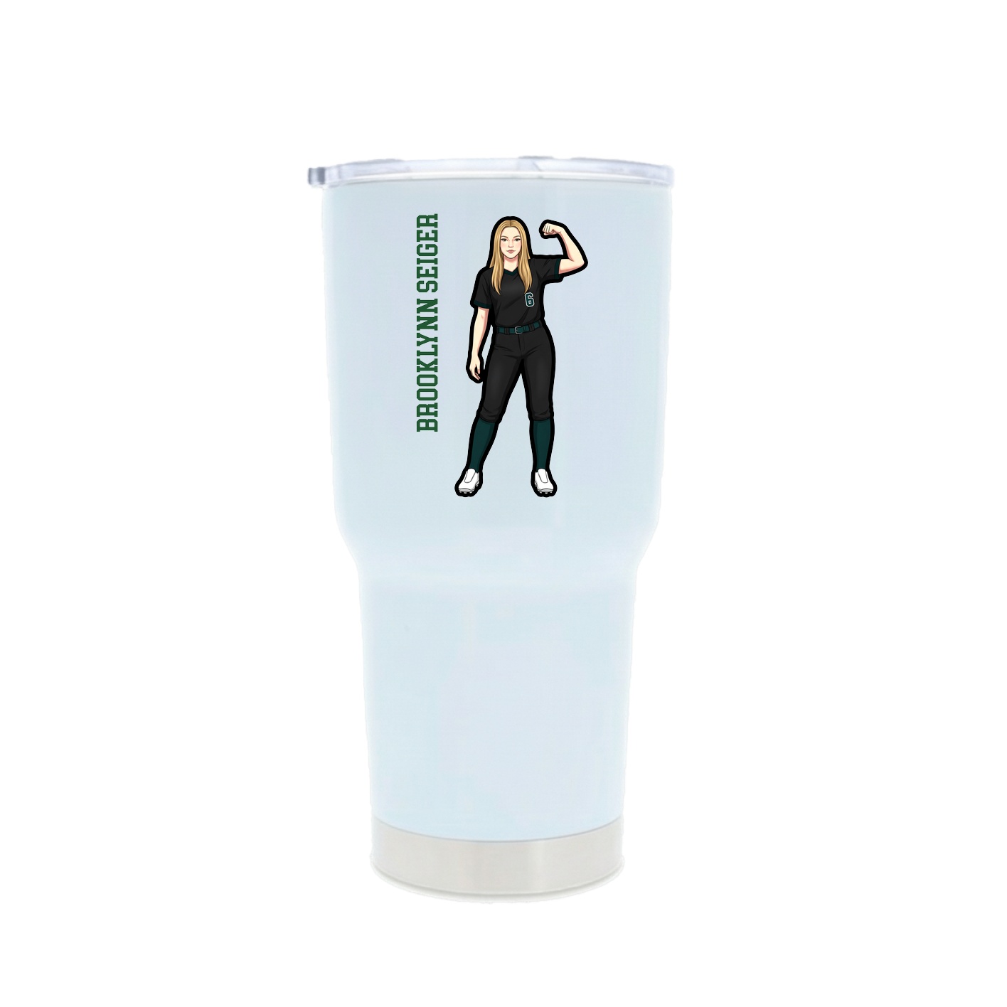 30oz Stainless Steel Tumbler — Name Vertical in White
