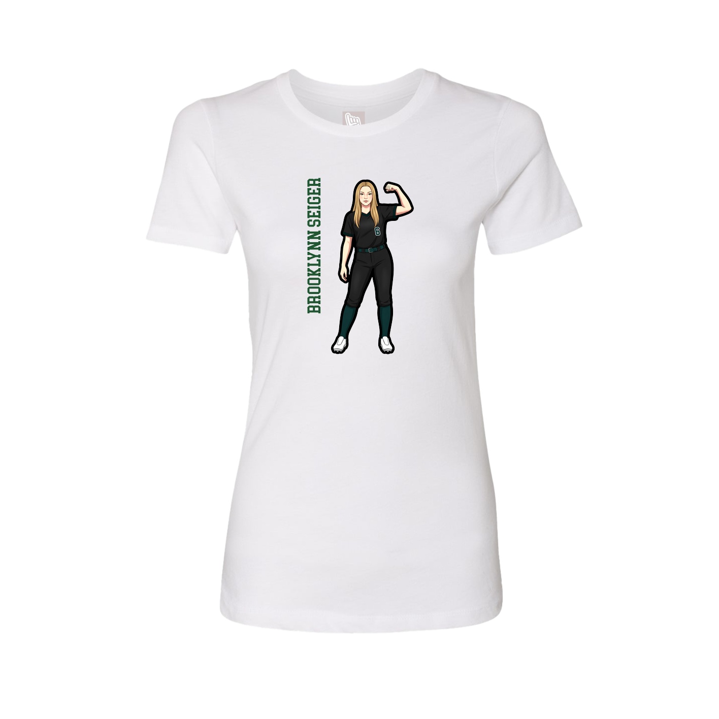 Fitted Women's Tee — Name Vertical in White
