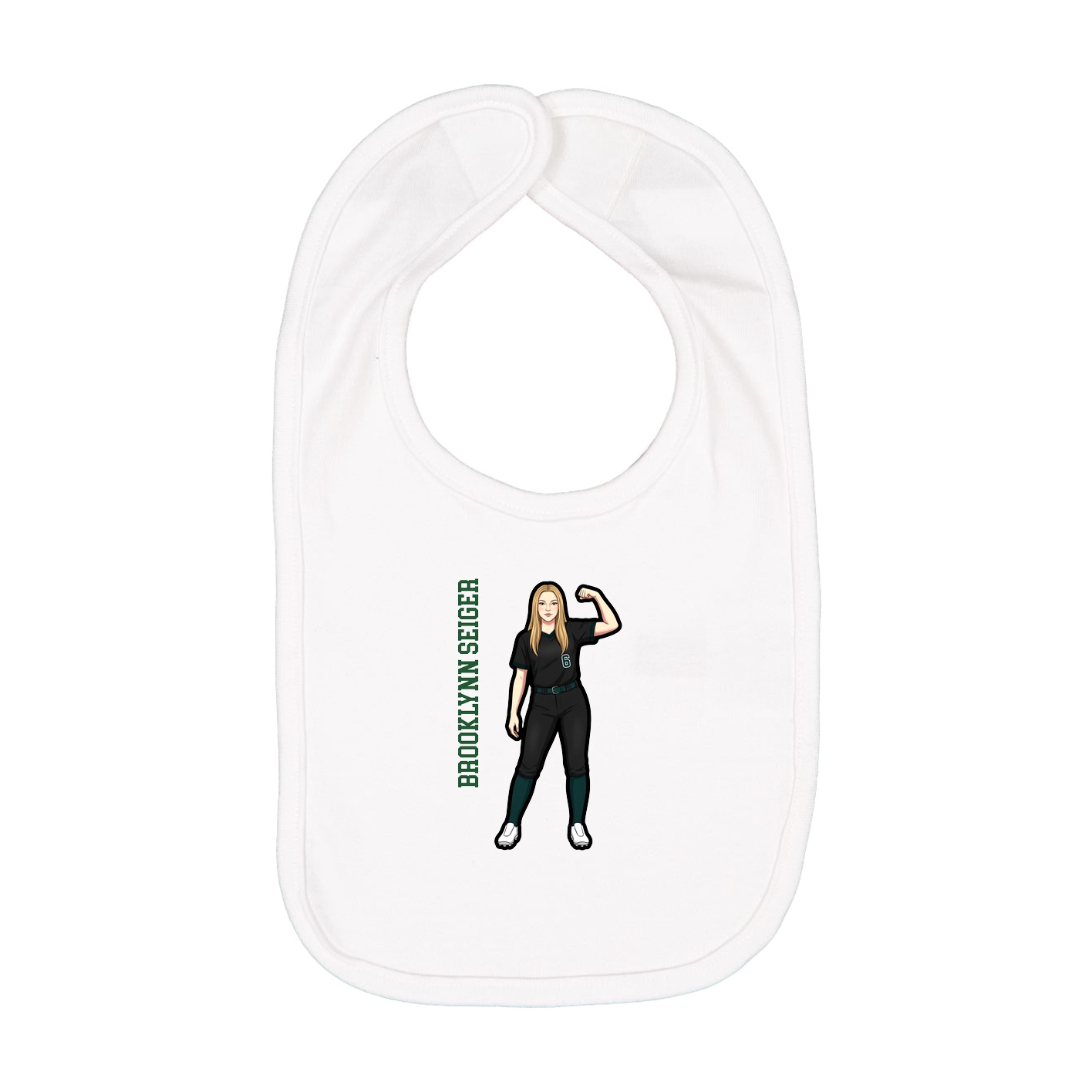 Infant Bib — Name Vertical in White