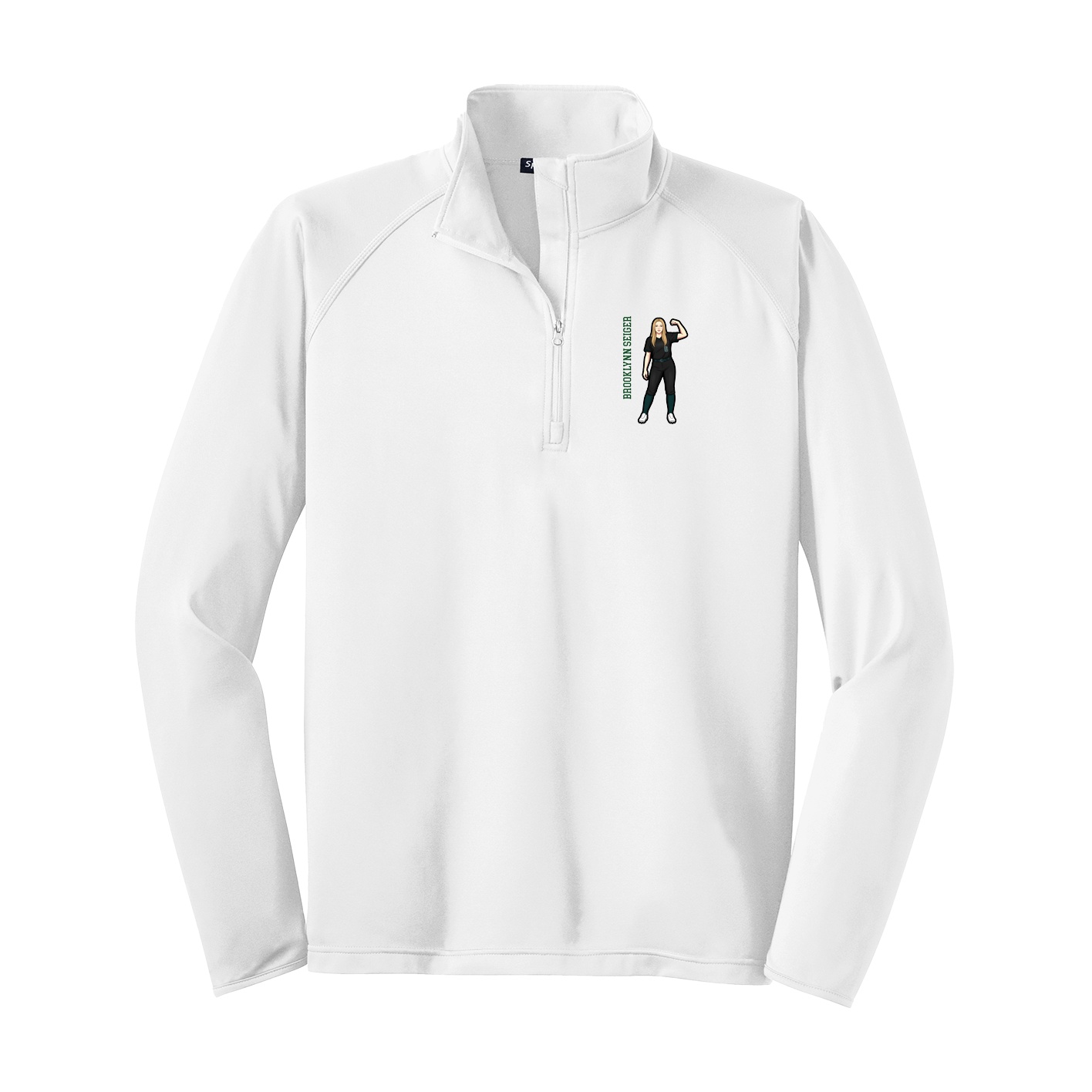 Q-Zip Pullover — Name Vertical in White