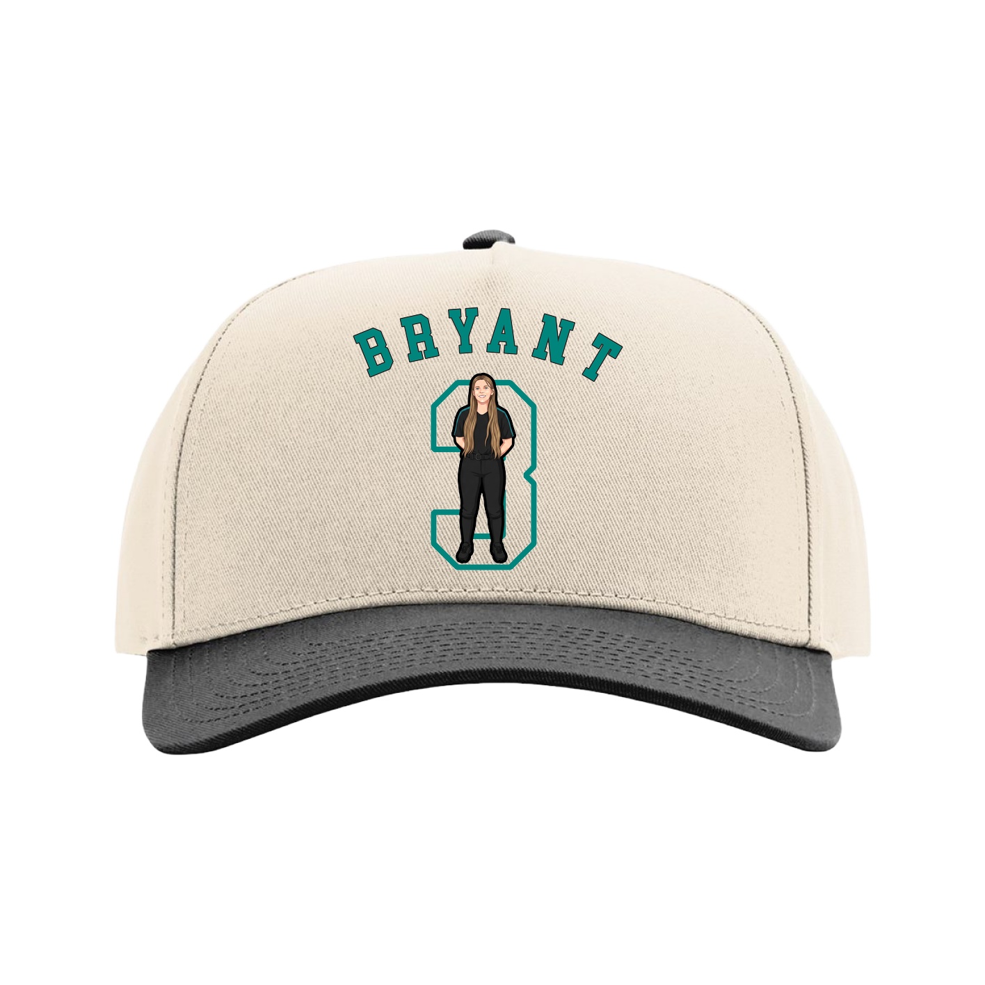 Full Fabric Five-Panel Champ Cap — Shirsey Arch in Cream/Black