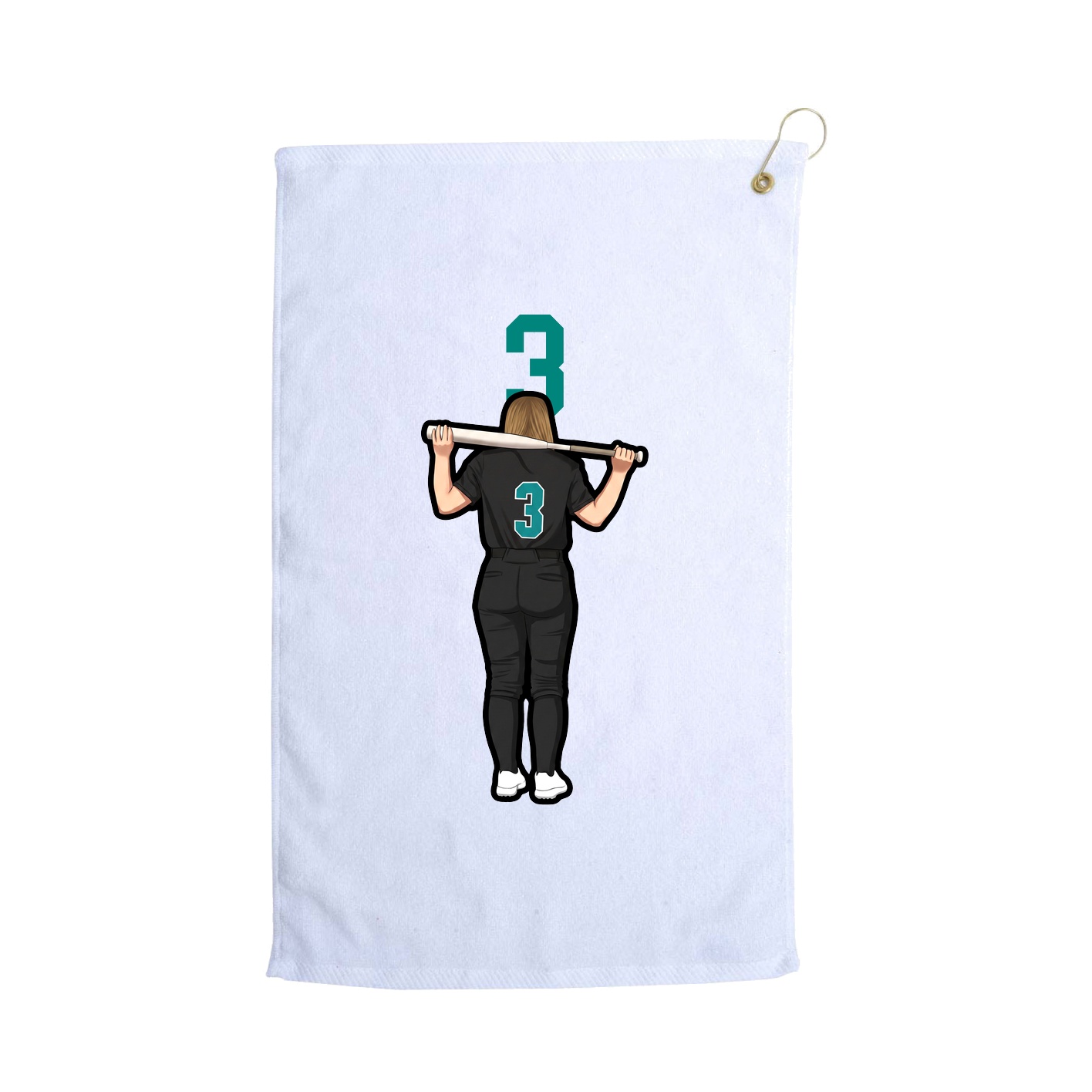 Golf Towel — Number Top in White