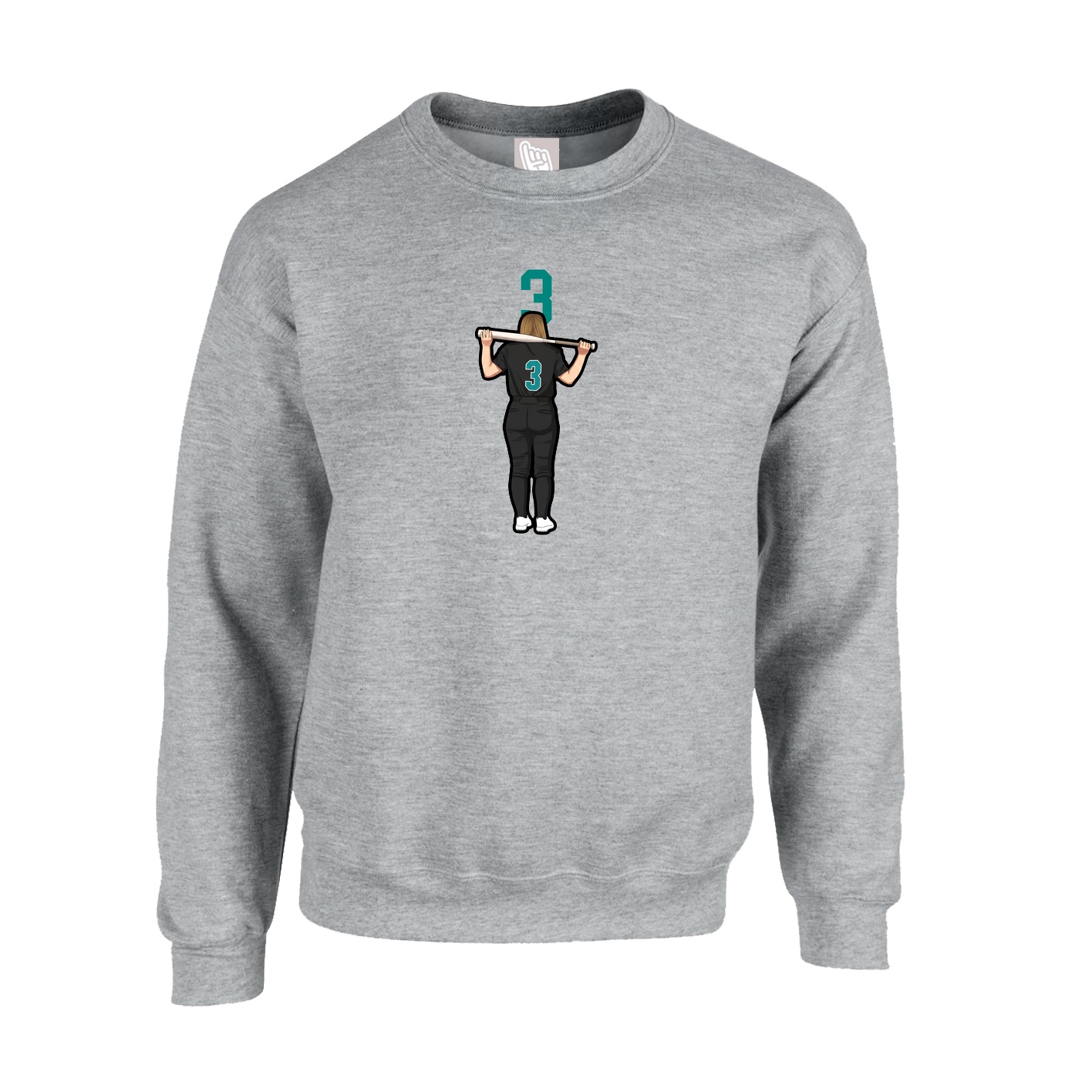 Fleece Crew — Number Top in Grey