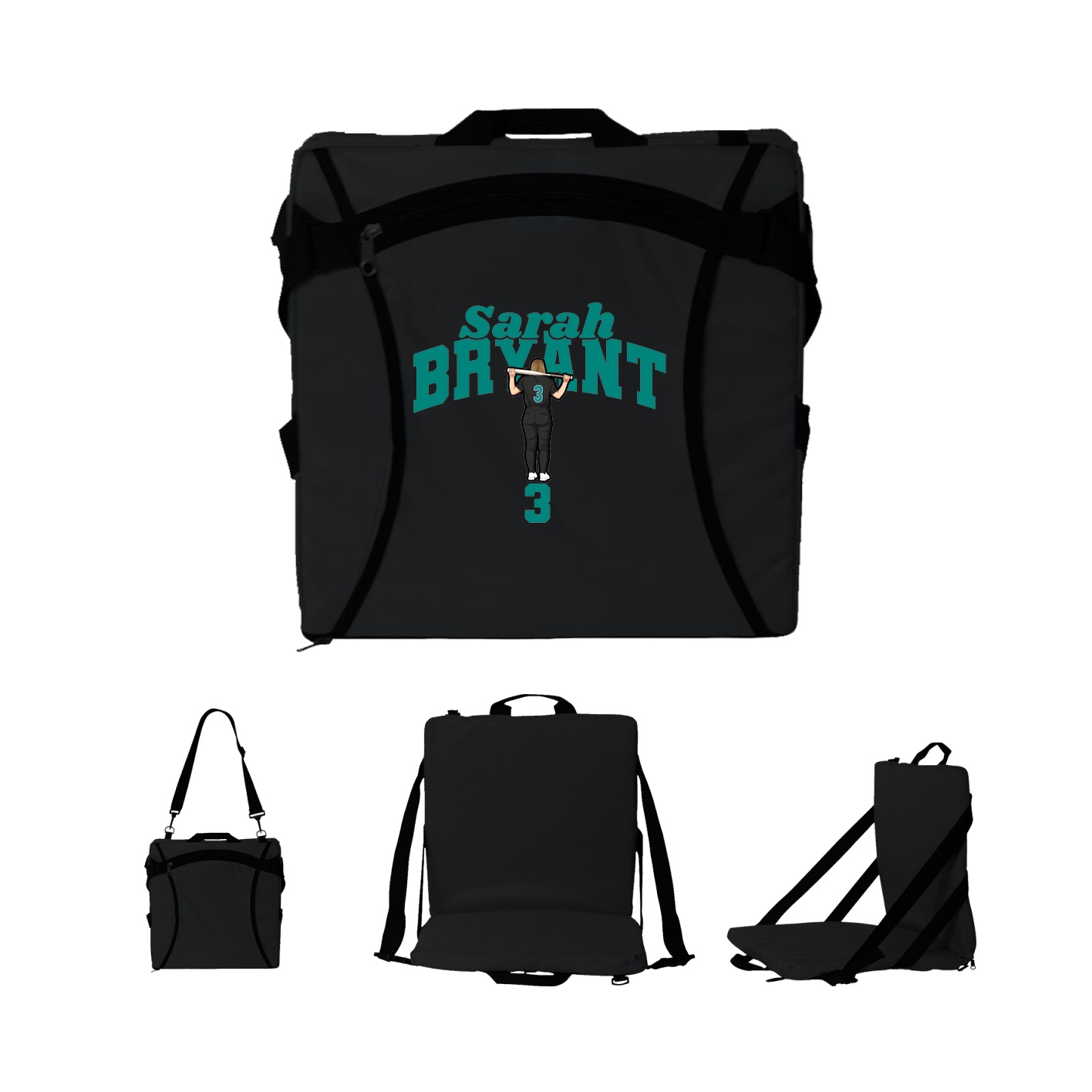 Folding Stadium Seat — Signature Arch in Black