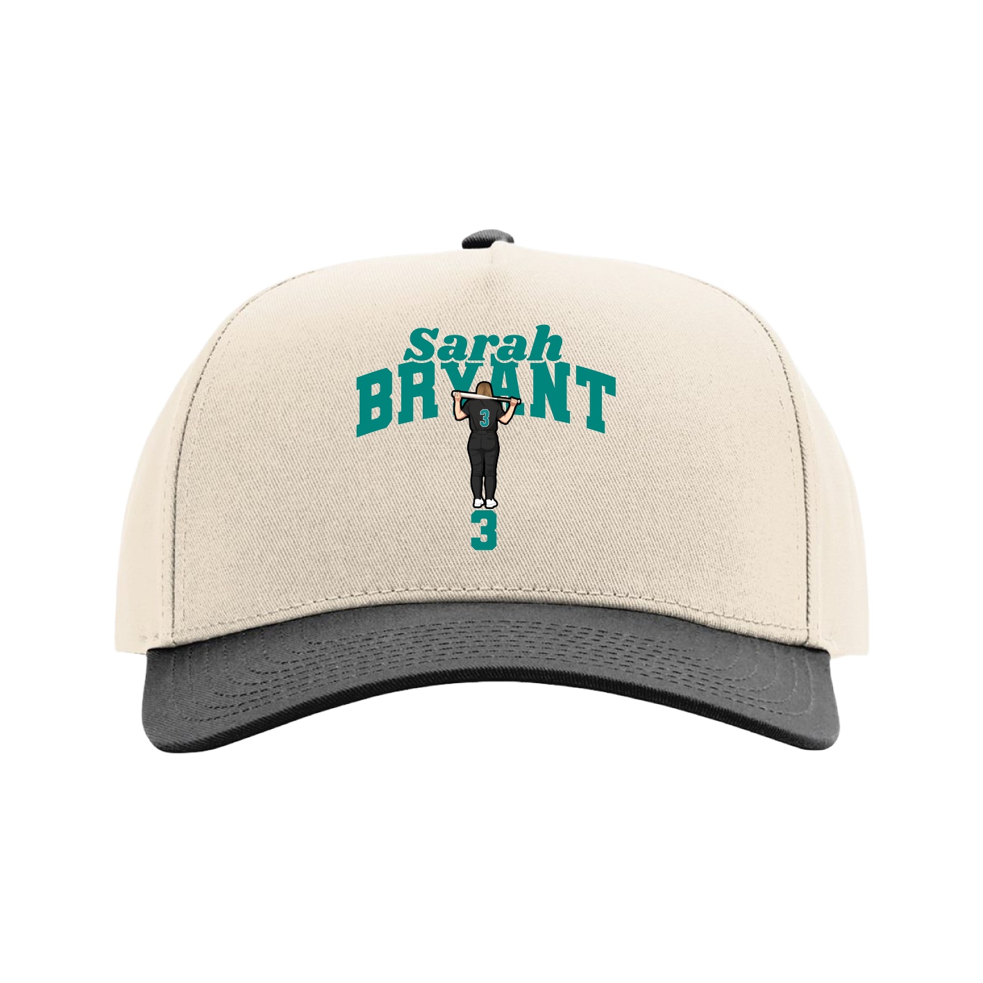 Full Fabric Five-Panel Champ Cap — Signature Arch in Cream/Black