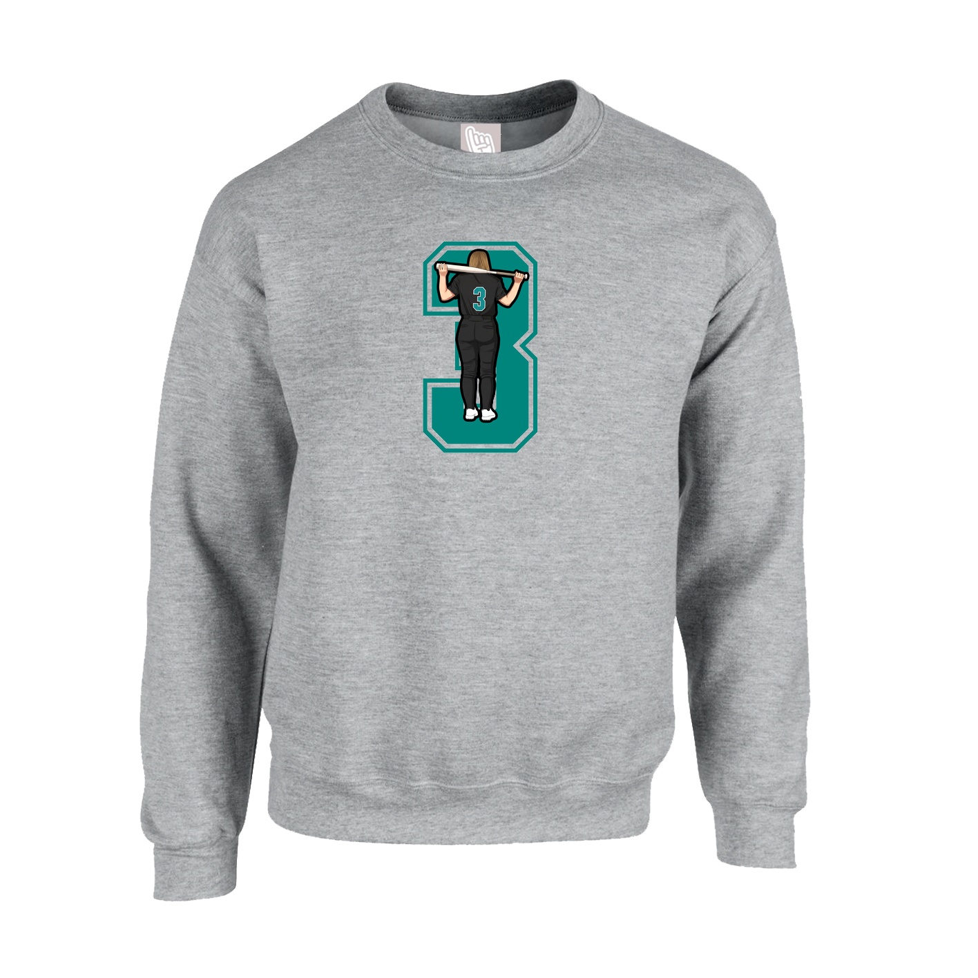 Fleece Crew — Number in Grey
