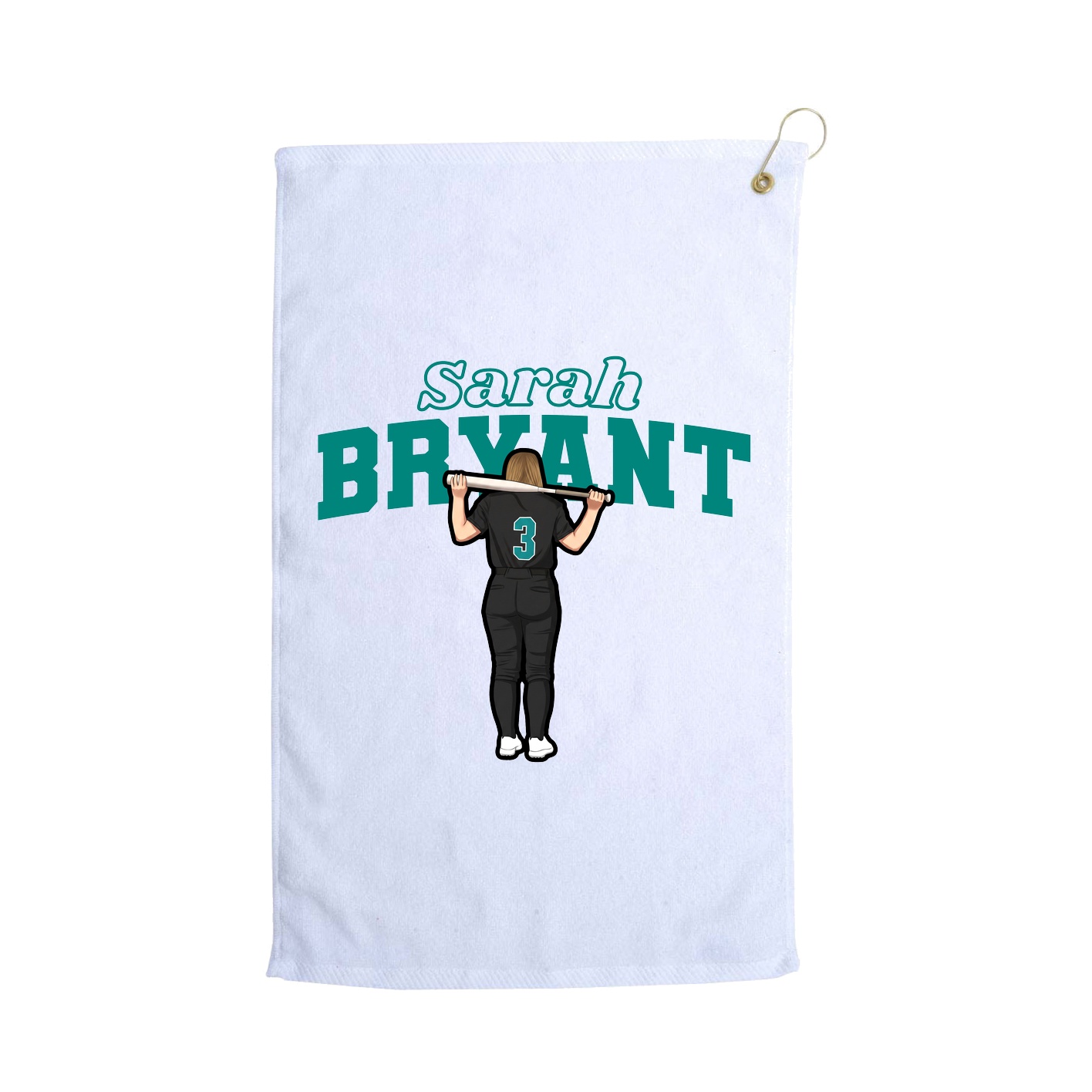 Golf Towel — Name Arch in White