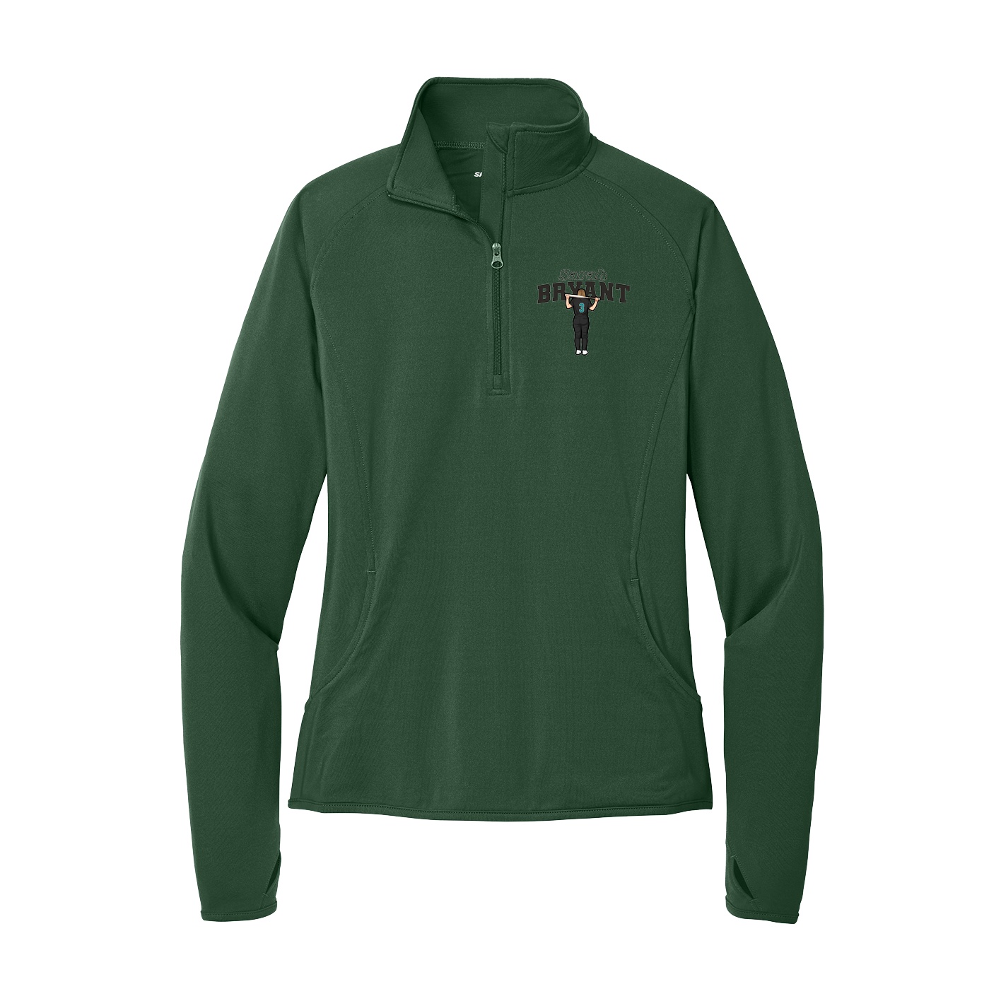 Women's Q-Zip Pullover — Name Arch in Green