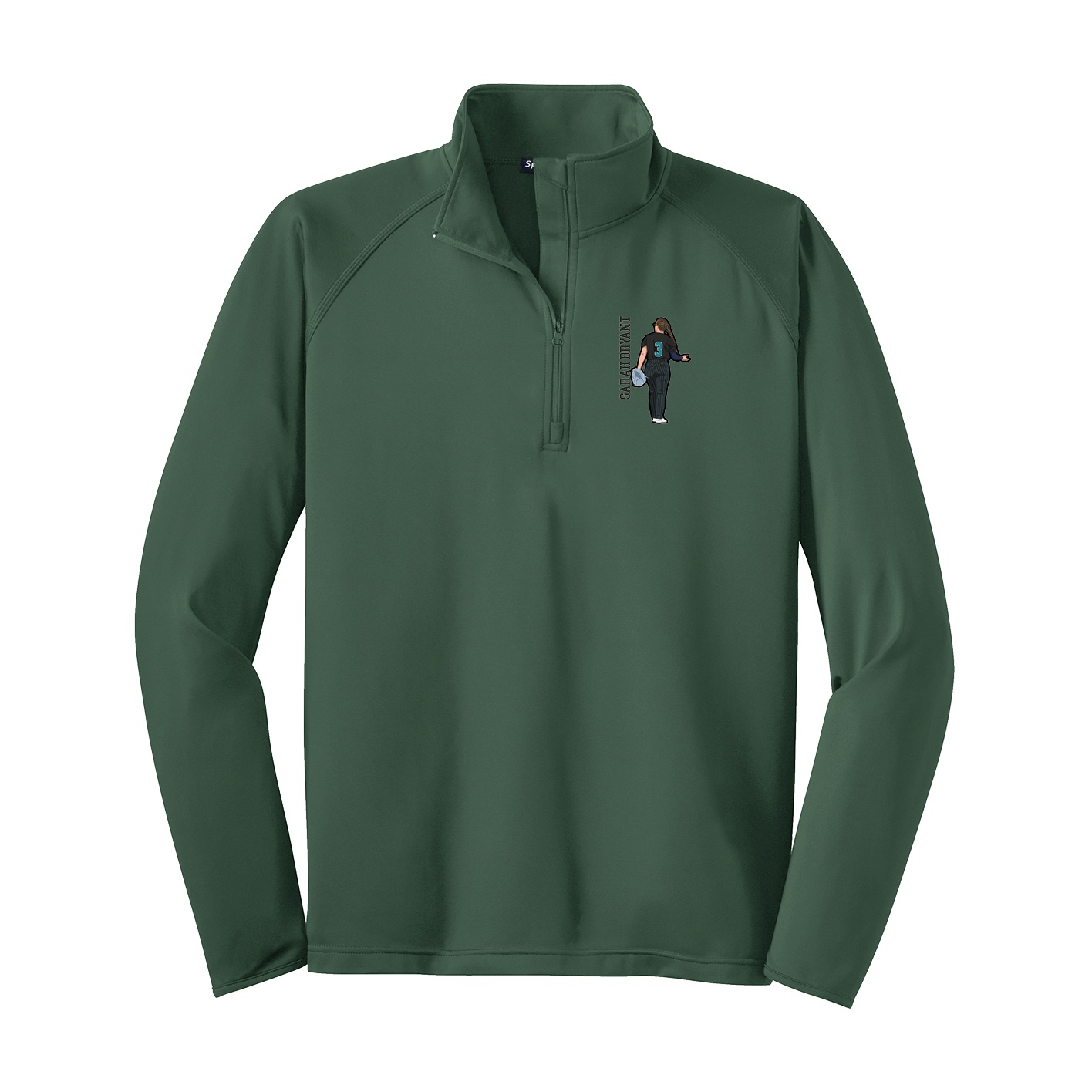 Q-Zip Pullover — Name Vertical in Green