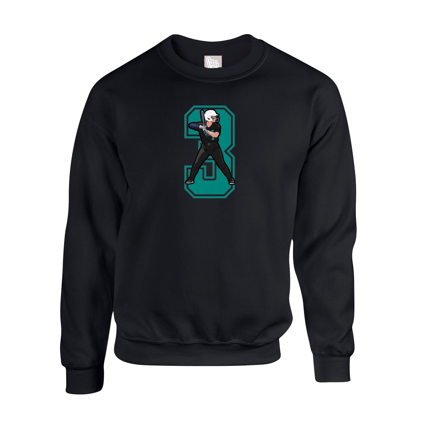 Fleece Crew — Number in Black