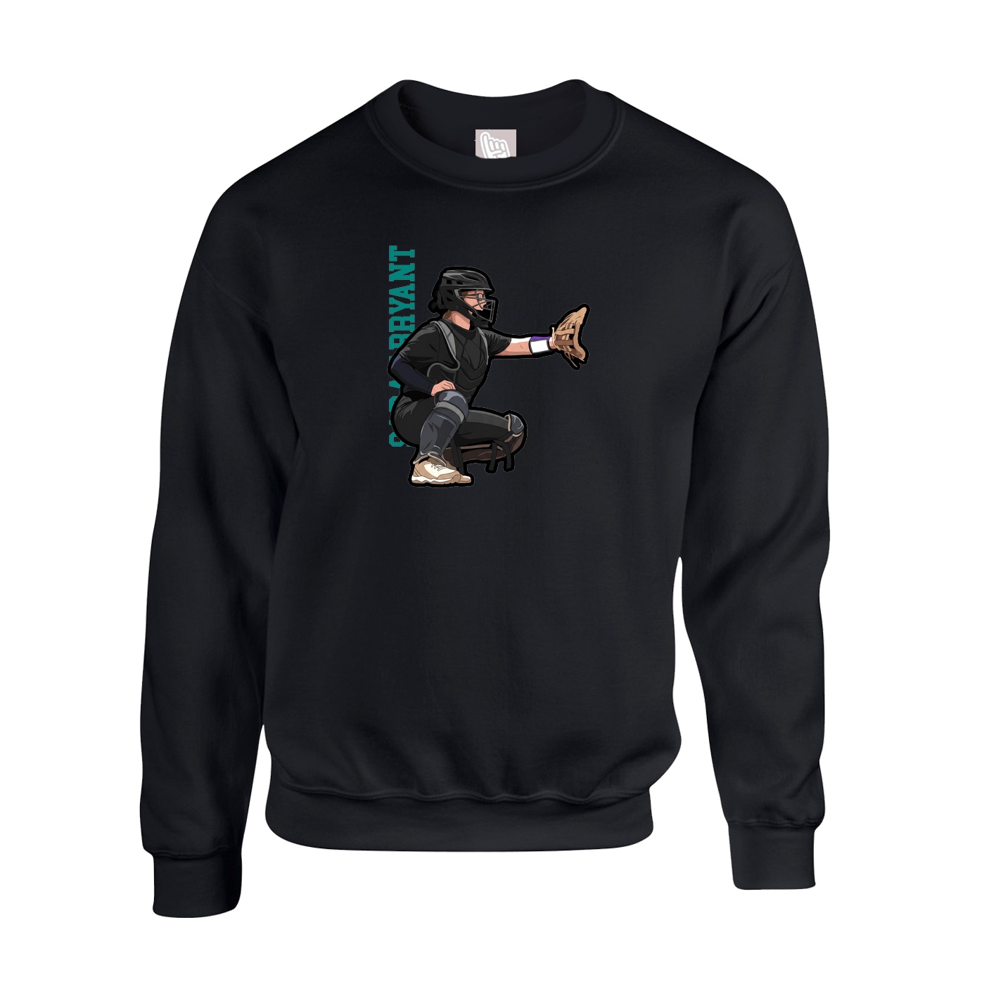 Fleece Crew — Name Vertical in Black