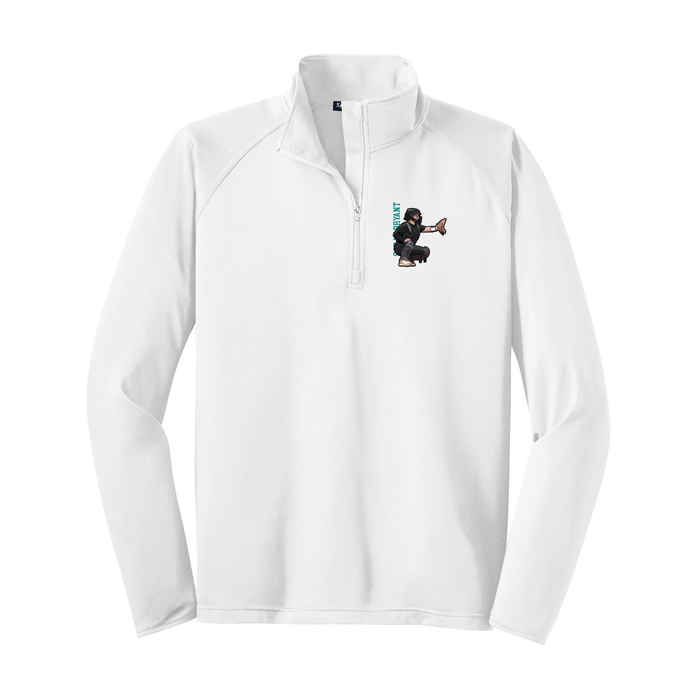 Q-Zip Pullover — Name Vertical in White