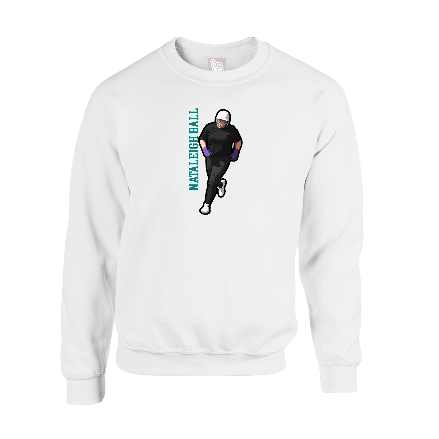 Fleece Crew — Name Vertical in White