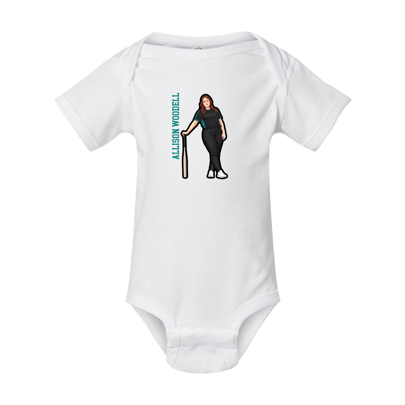 Baby Onesie — Name Vertical in White