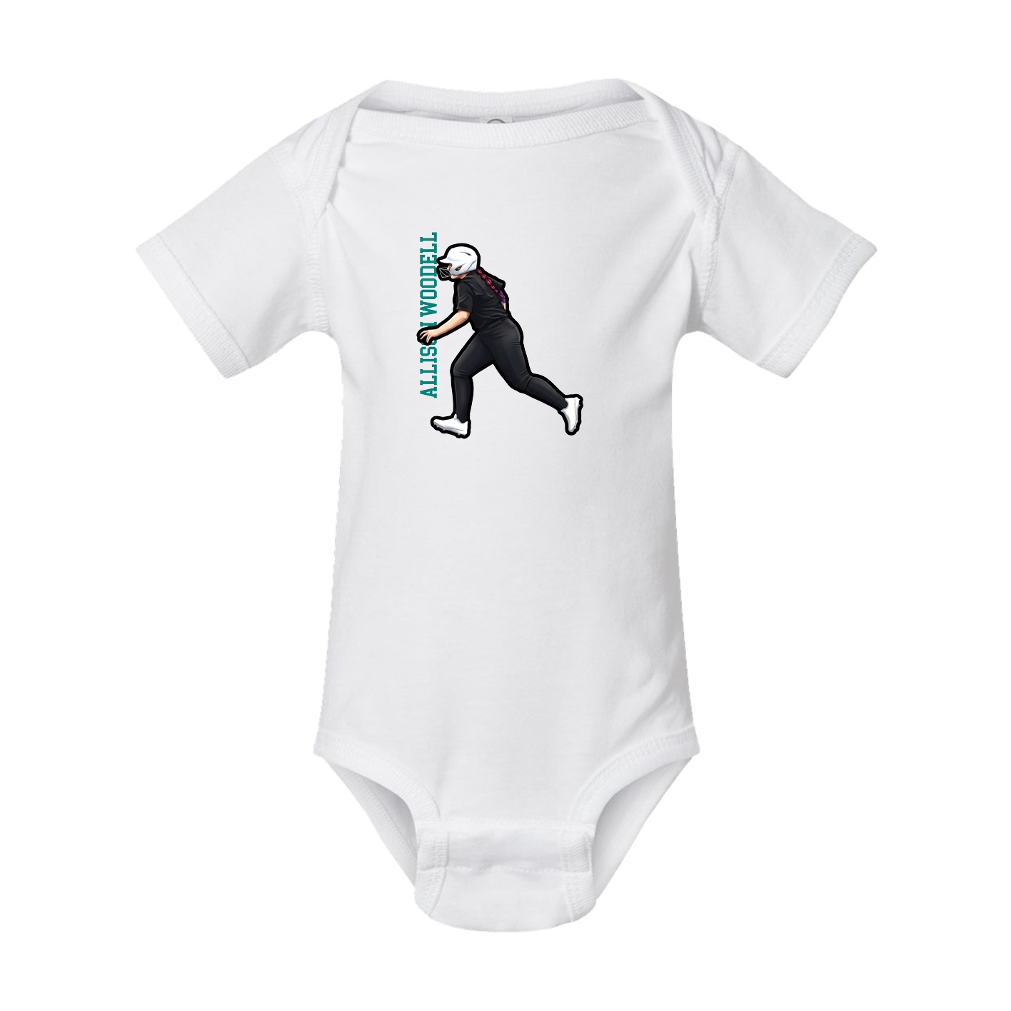 Baby Onesie — Name Vertical in White