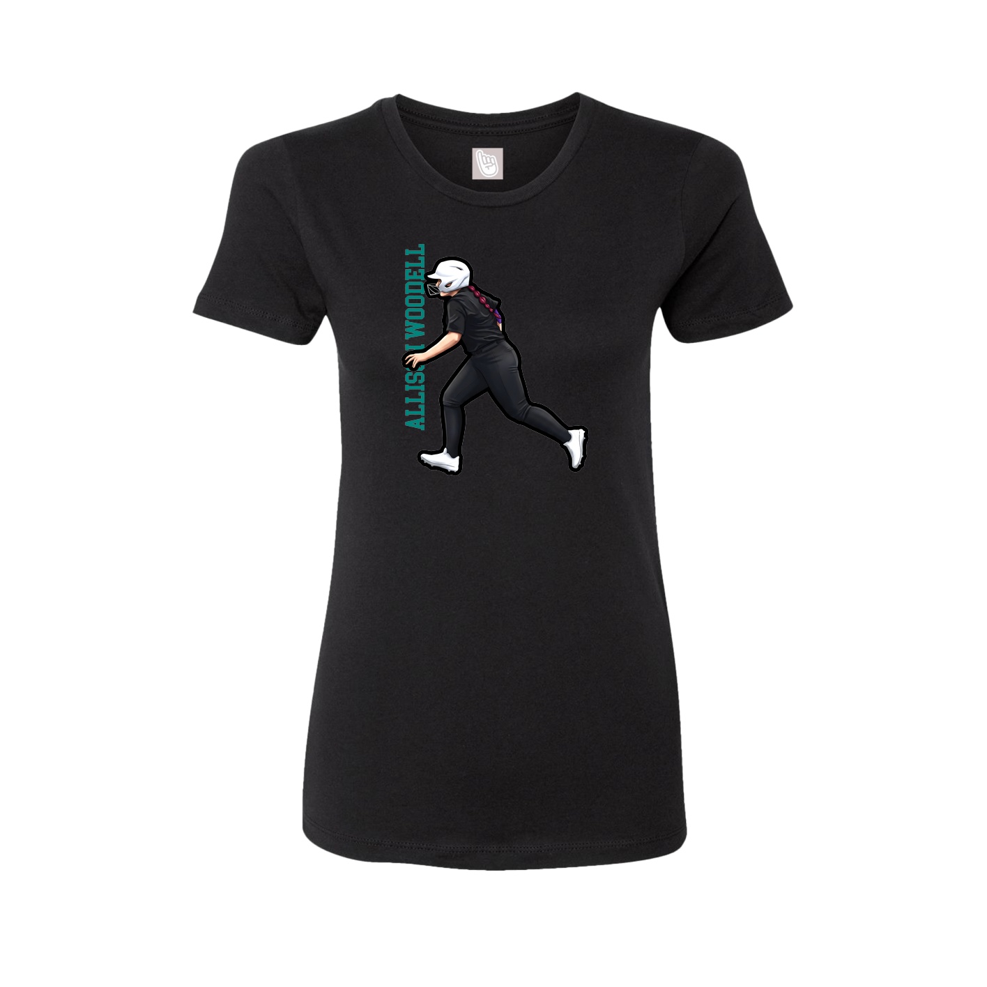 Fitted Women's Tee — Name Vertical in Black