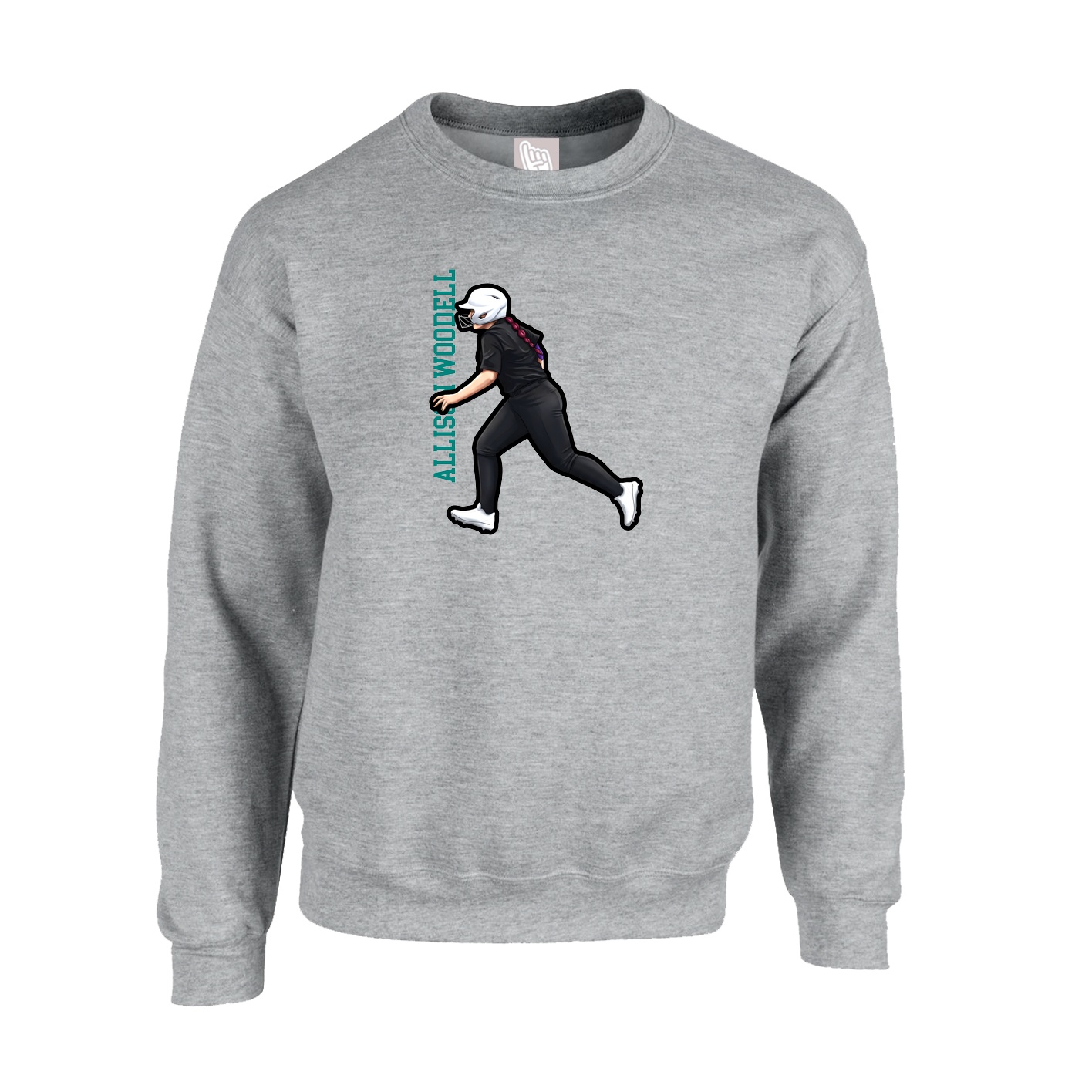 Fleece Crew — Name Vertical in Grey