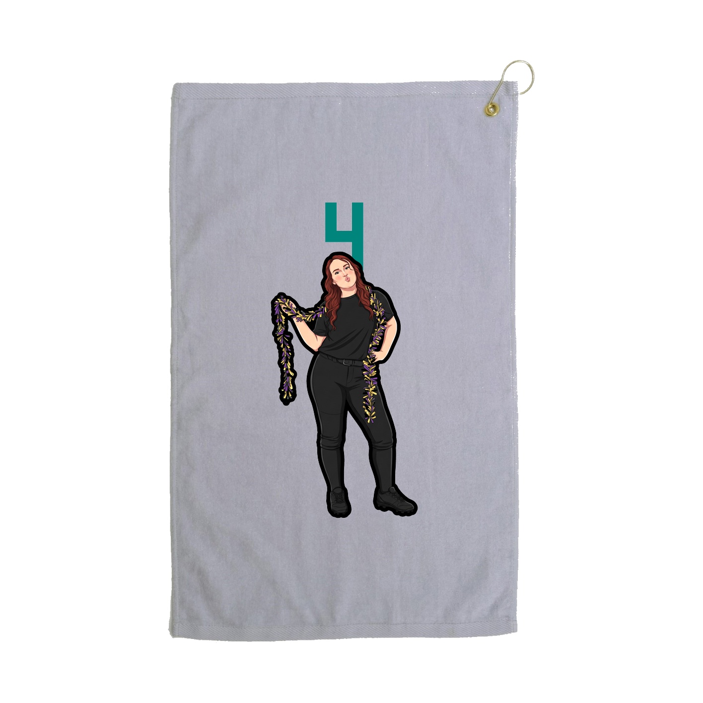 Golf Towel — Number Top in Grey