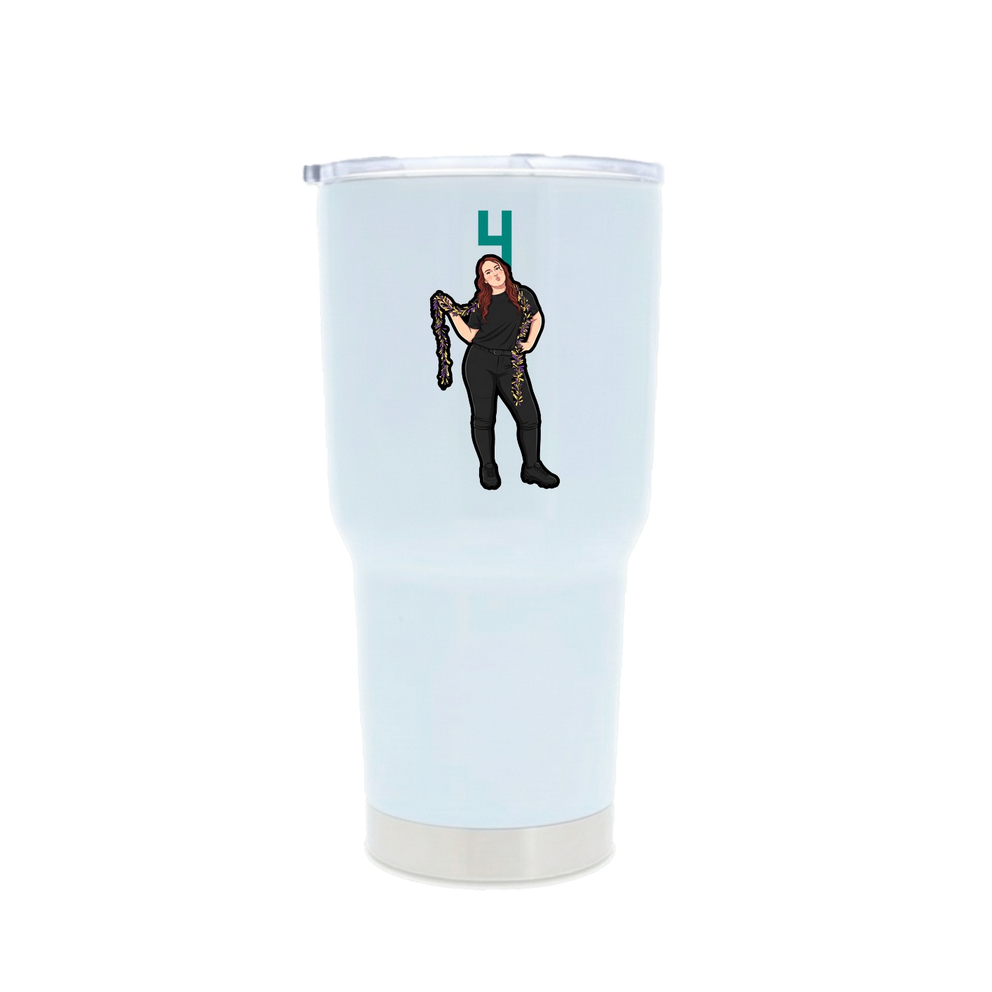 30oz Stainless Steel Tumbler — Number Top in White