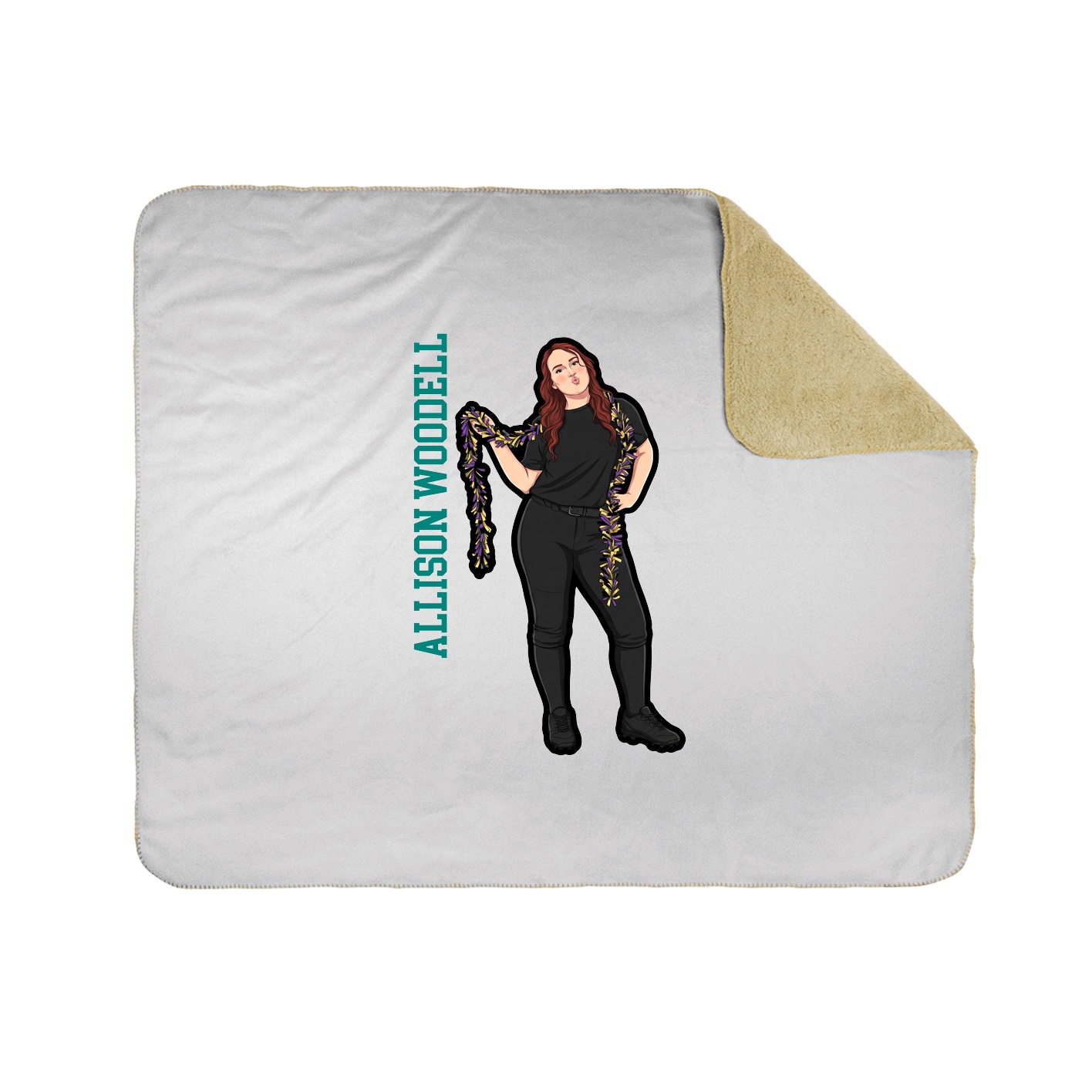 Throw Blanket — Name Vertical in White