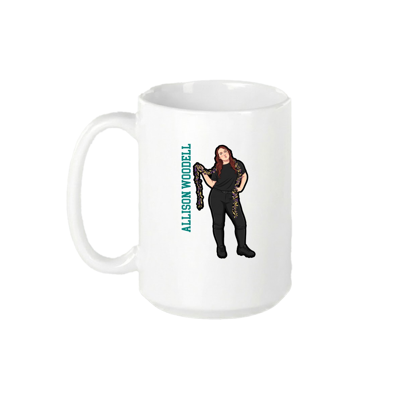 15oz Coffee Mug — Name Vertical in White